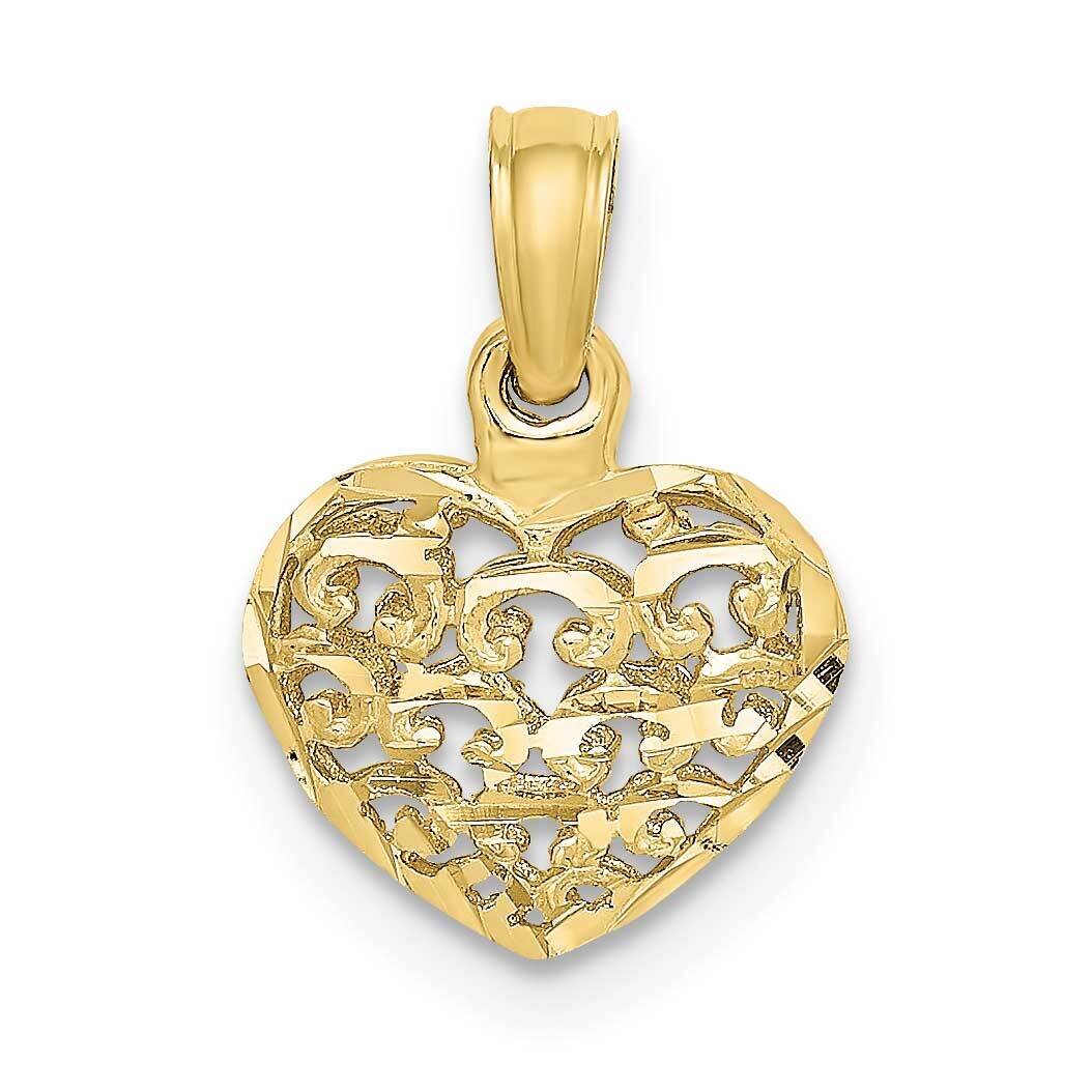 3-D and Diamond-Cut Mini Puffed Heart Charm 10k Gold 10K7130, MPN: 10K7130,