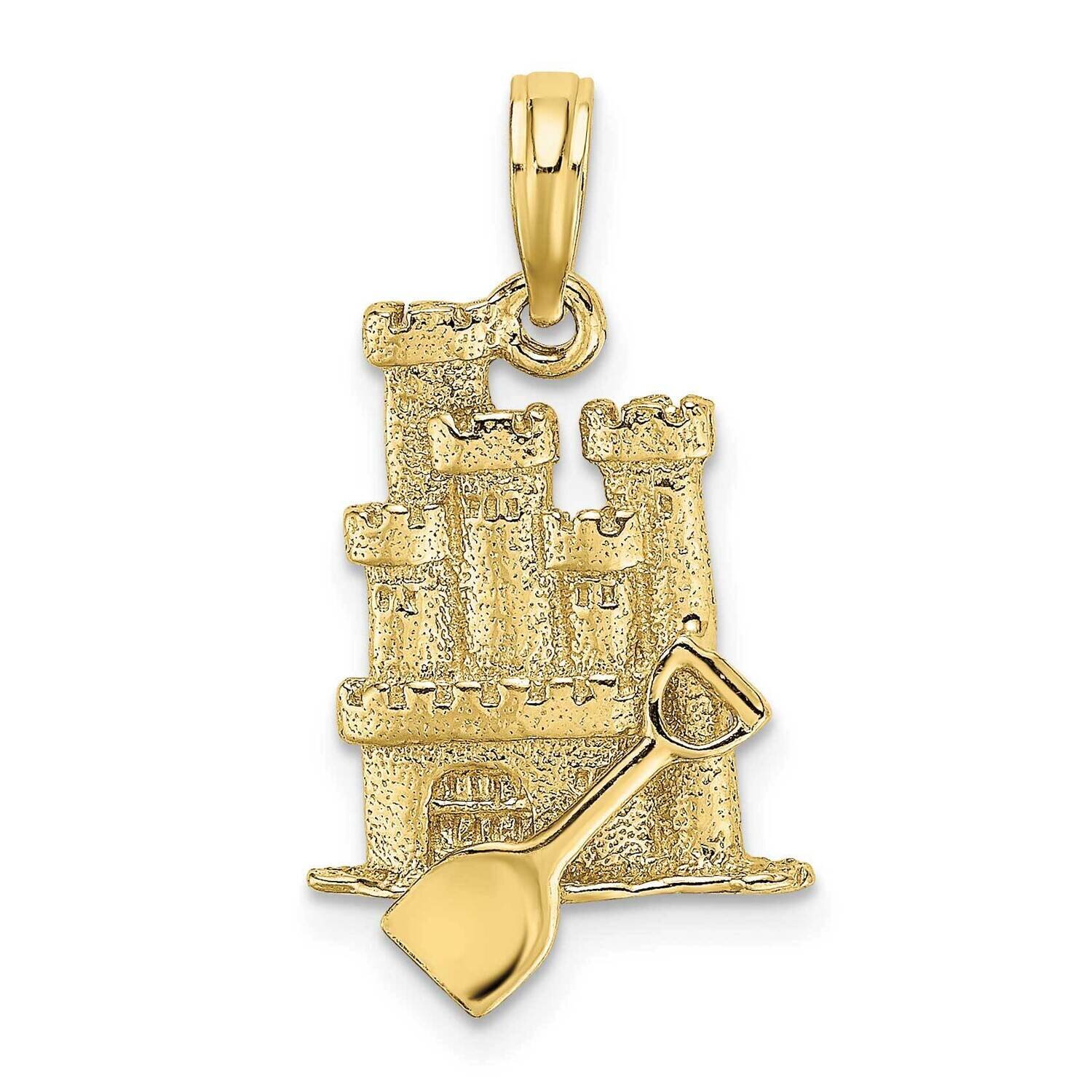 3-D Sand Castle with Shovel Charm 10k Gold 10K7207