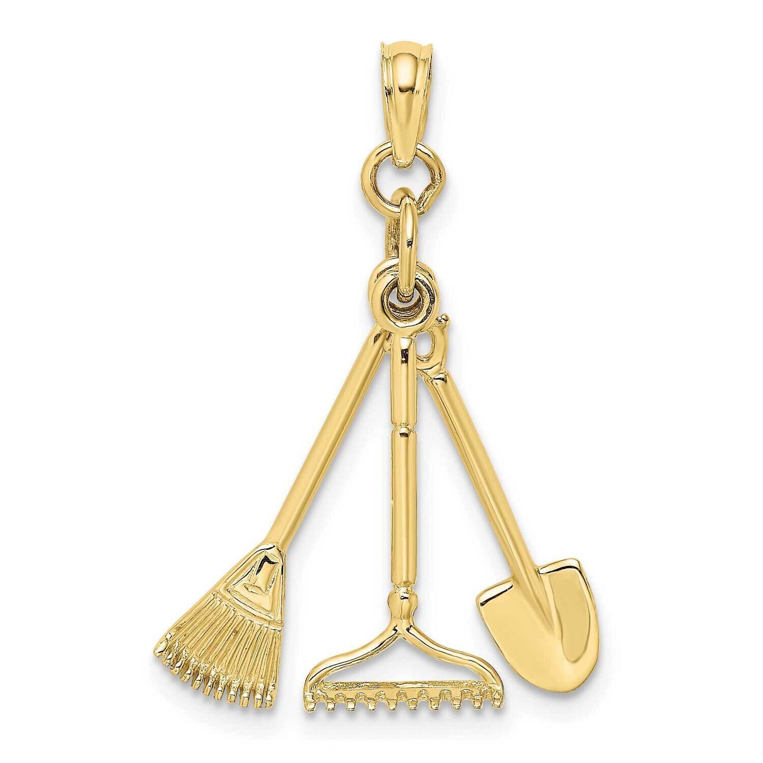 3-D Moveable Garden Tool Collection Charm 10k Gold 10K7351, MPN: 10K7351,