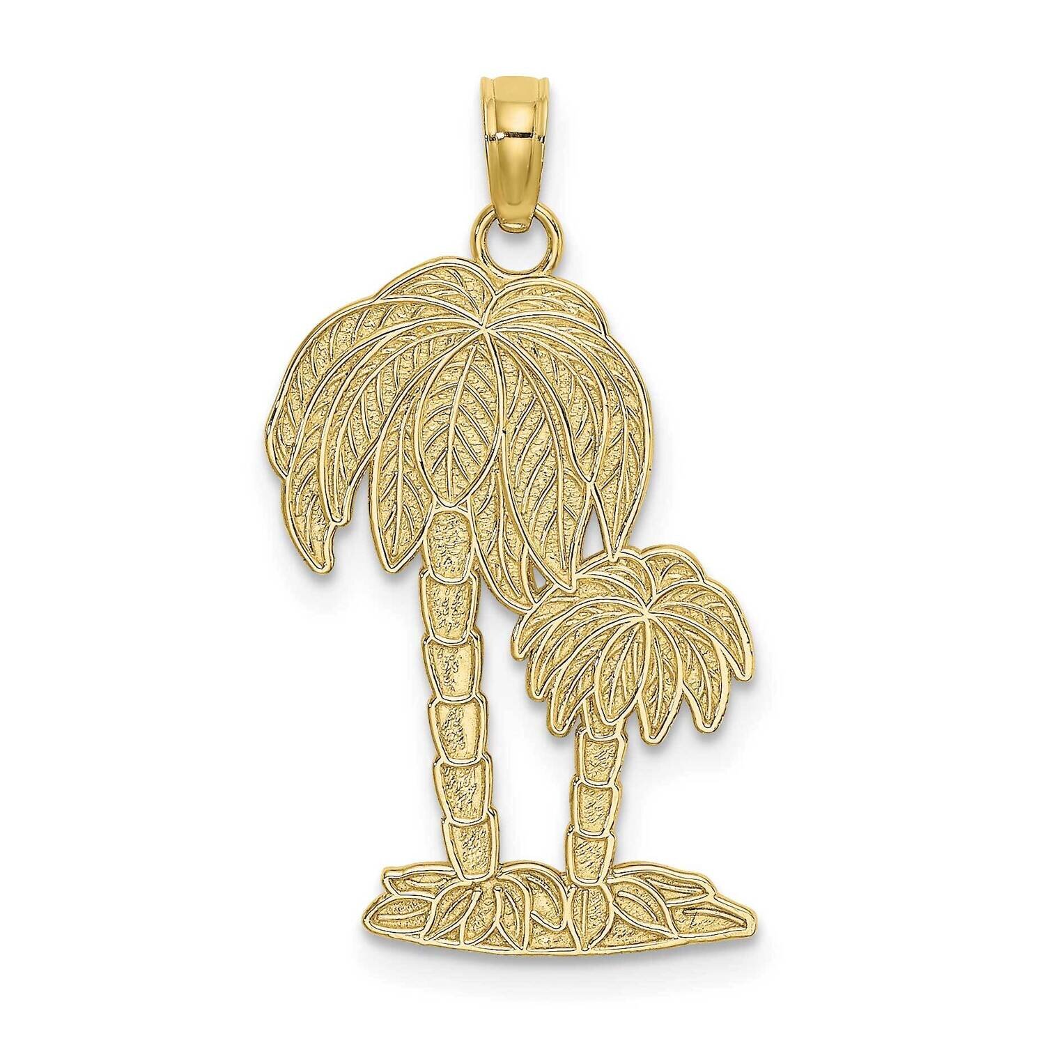 2-D Textured Double Palm Trees Charm 10k Gold 10K7406, MPN: 10K7406,