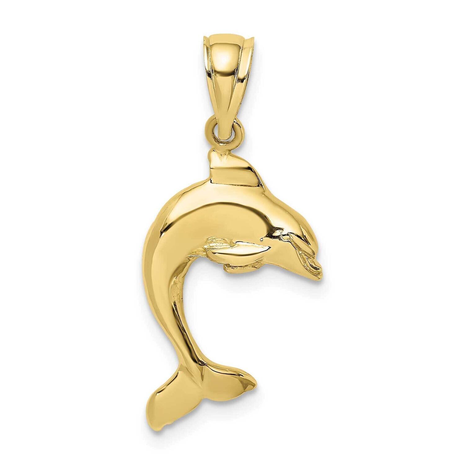 2-D Polished Dolphin Jumping Charm 10k Gold 10K7419