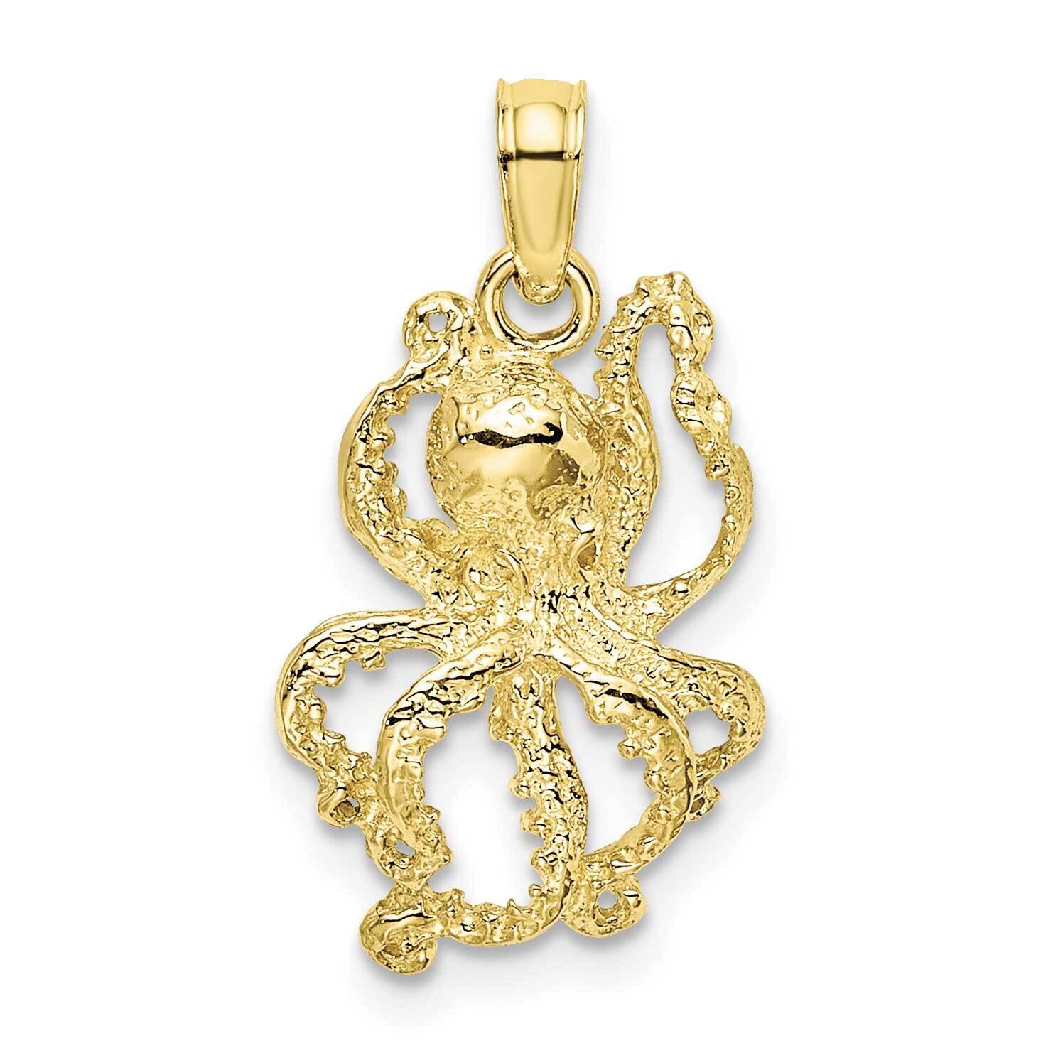 2-D Textured Octopus Charm 10k Gold 10K7428, MPN: 10K7428,