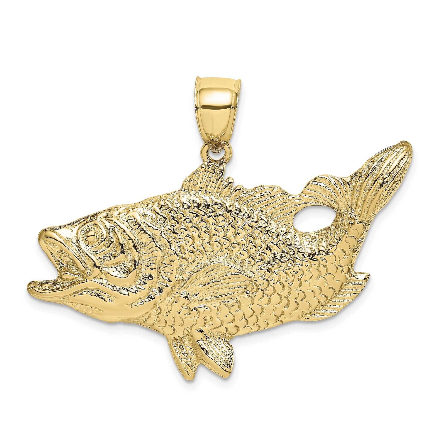 Open Mouth Bass Fish Charm 10k Gold 10K7444