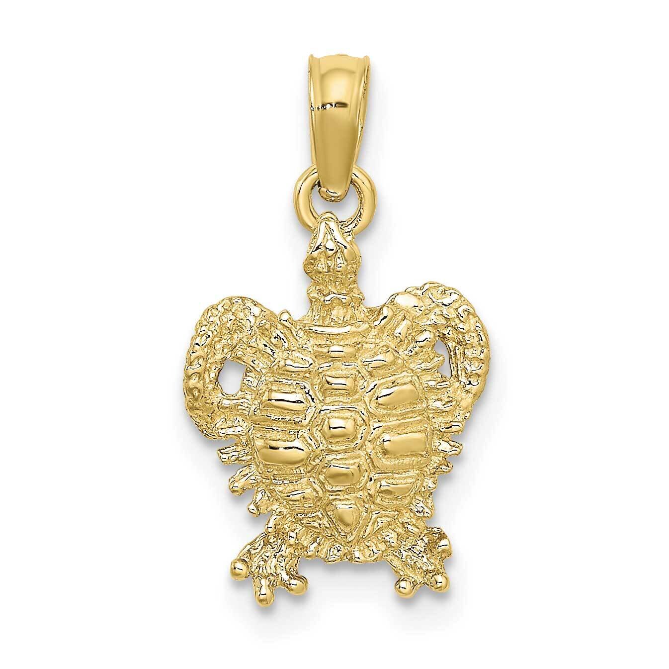 2-D Sea Turtle with Spiny Shell Charm 10k Gold 10K7648