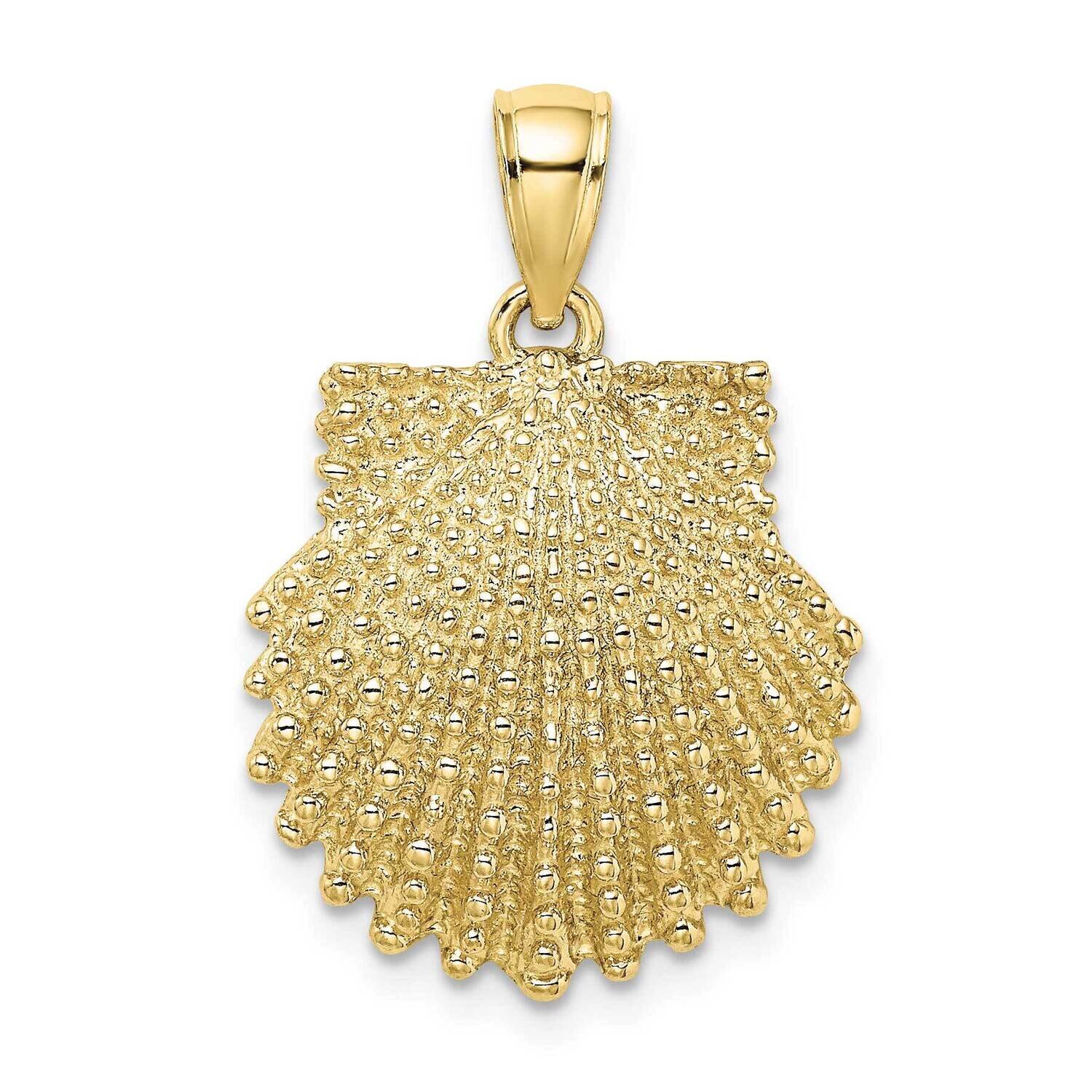 2-D Beaded Scallop Shell Charm 10k Gold 10K7655