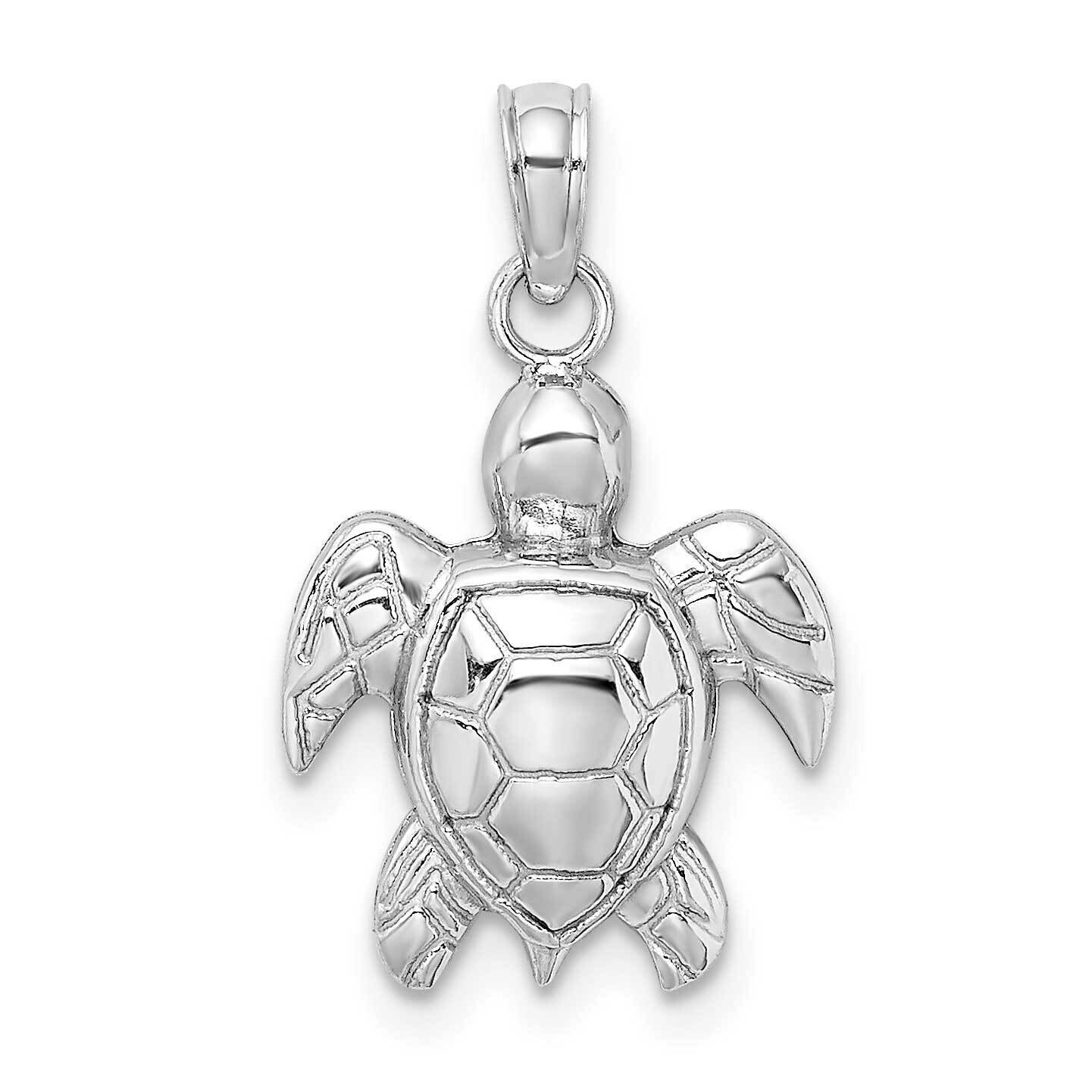 2-D Textured Sea Turtle Charm 10k White Gold 10K7662W, MPN: 10K7662W,