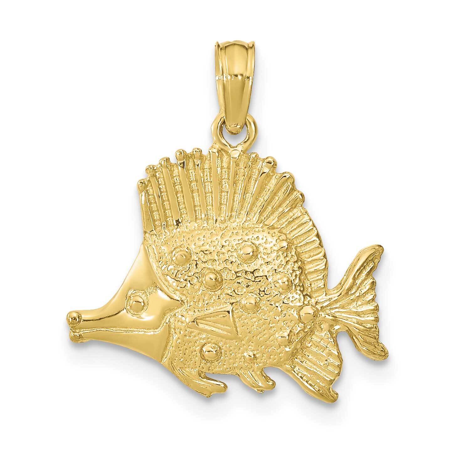 Engraved Fish Charm 10k Gold Polished 10K7684