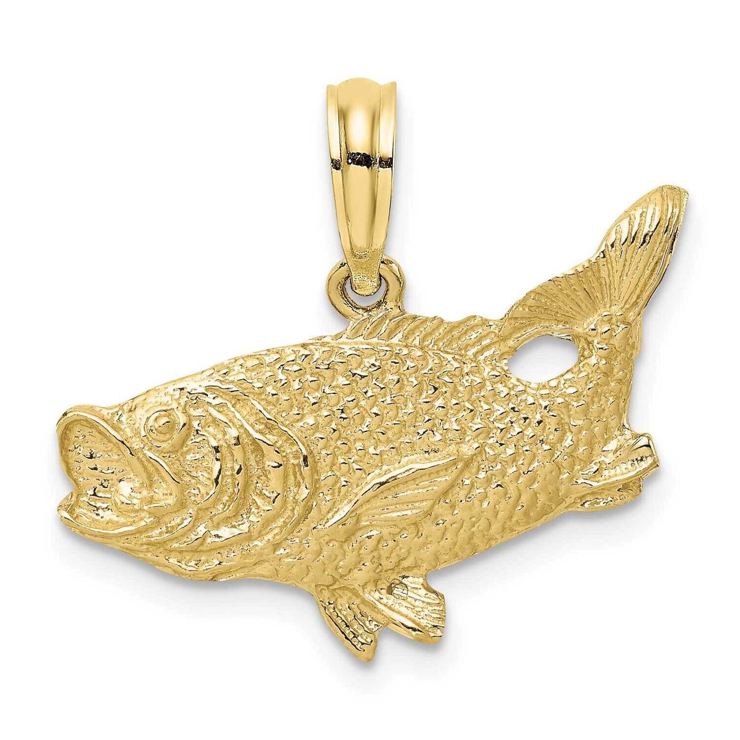 2-D Bass Fish with Tail Up Charm 10k Gold 10K7687, MPN: 10K7687,