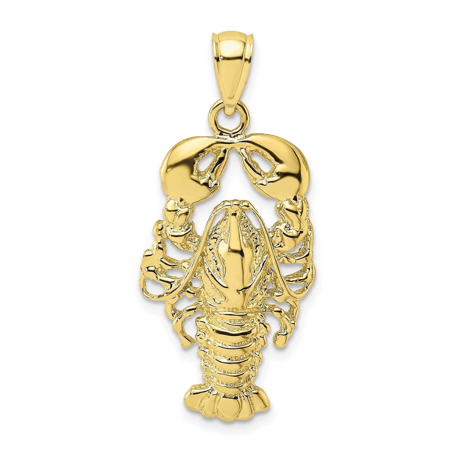 2-D Textured Maine Lobster Charm 10k Gold 10K7727