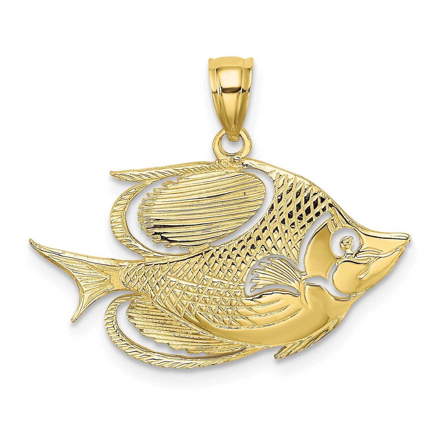 2-D Polished Textured Fish Charm 10k Gold 10K7753