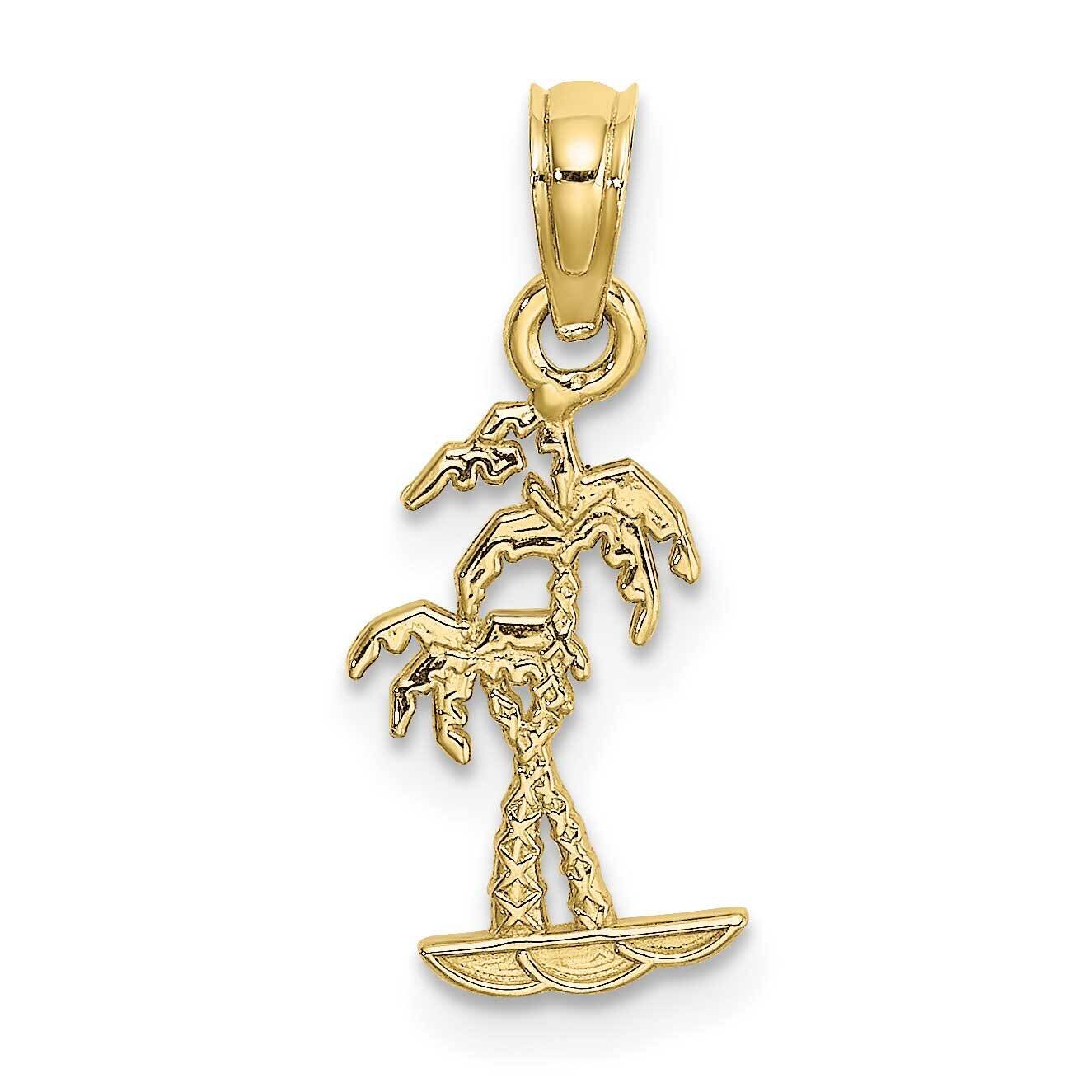 Texture Mini Double Palm Trees Charm 10k Gold 10K7823, MPN: 10K7823,