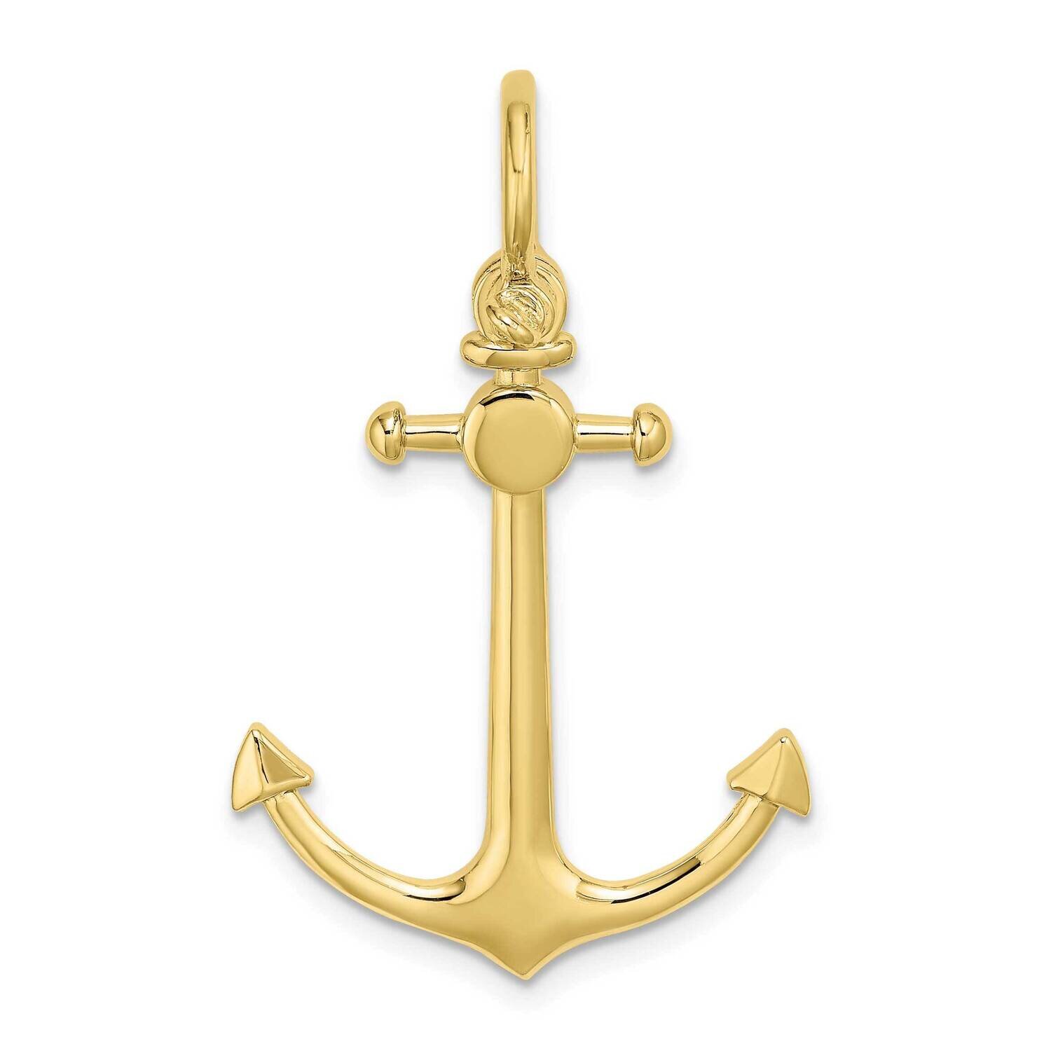 3-D Small Anchor with Shackle Bail Charm 10k Gold 10K7972