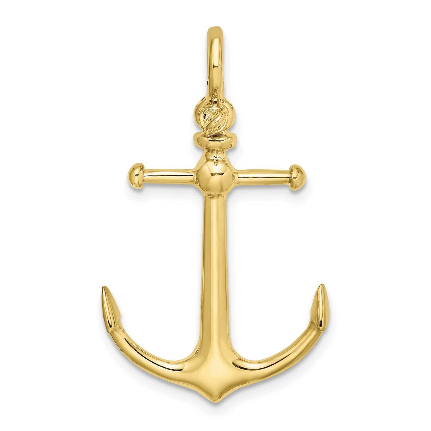 3-D Anchor with Shackle Bail Charm 10k Gold 10K7974, MPN: 10K7974,