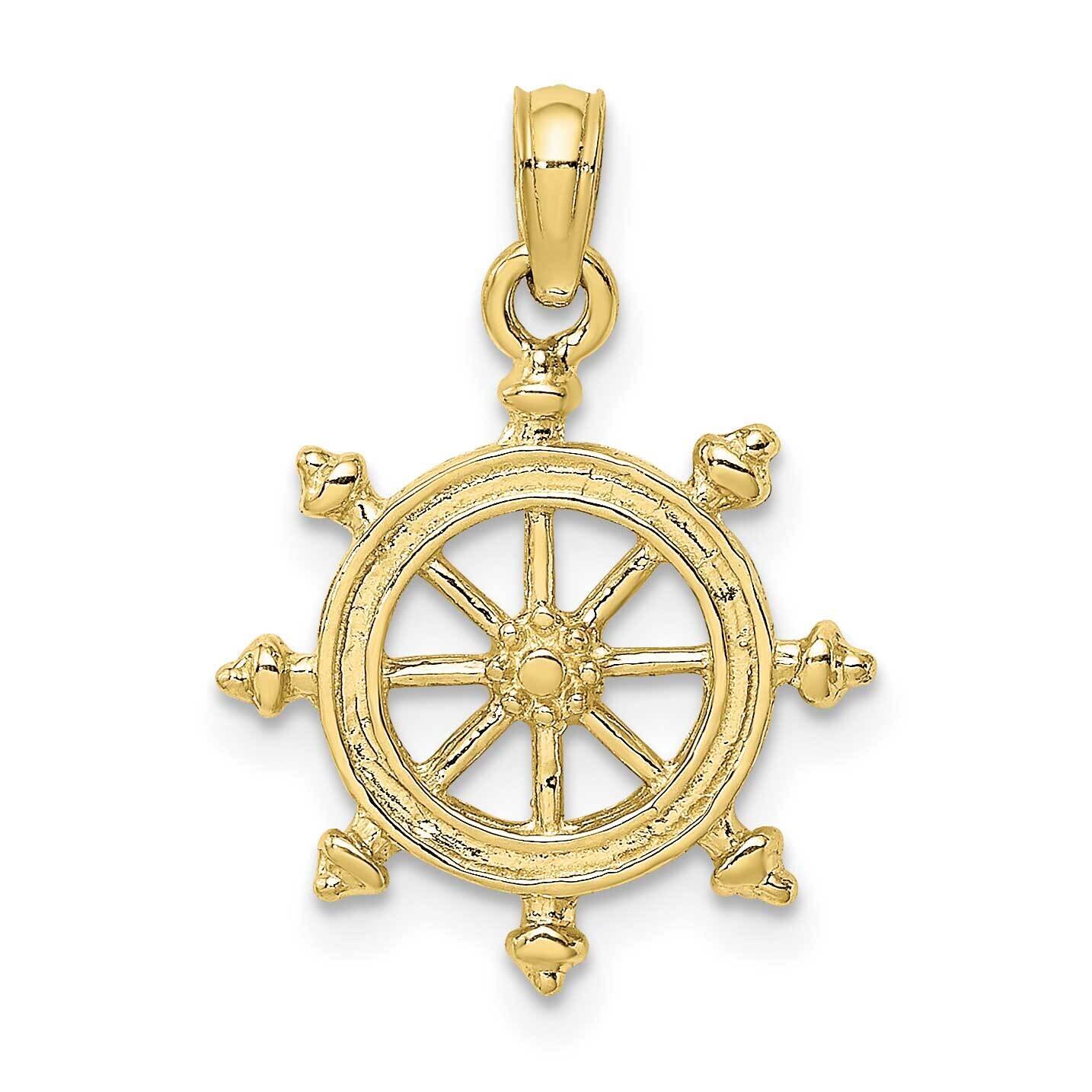 2-D Engraved Ship Wheel Charm 10k Gold 10K8036, MPN: 10K8036,