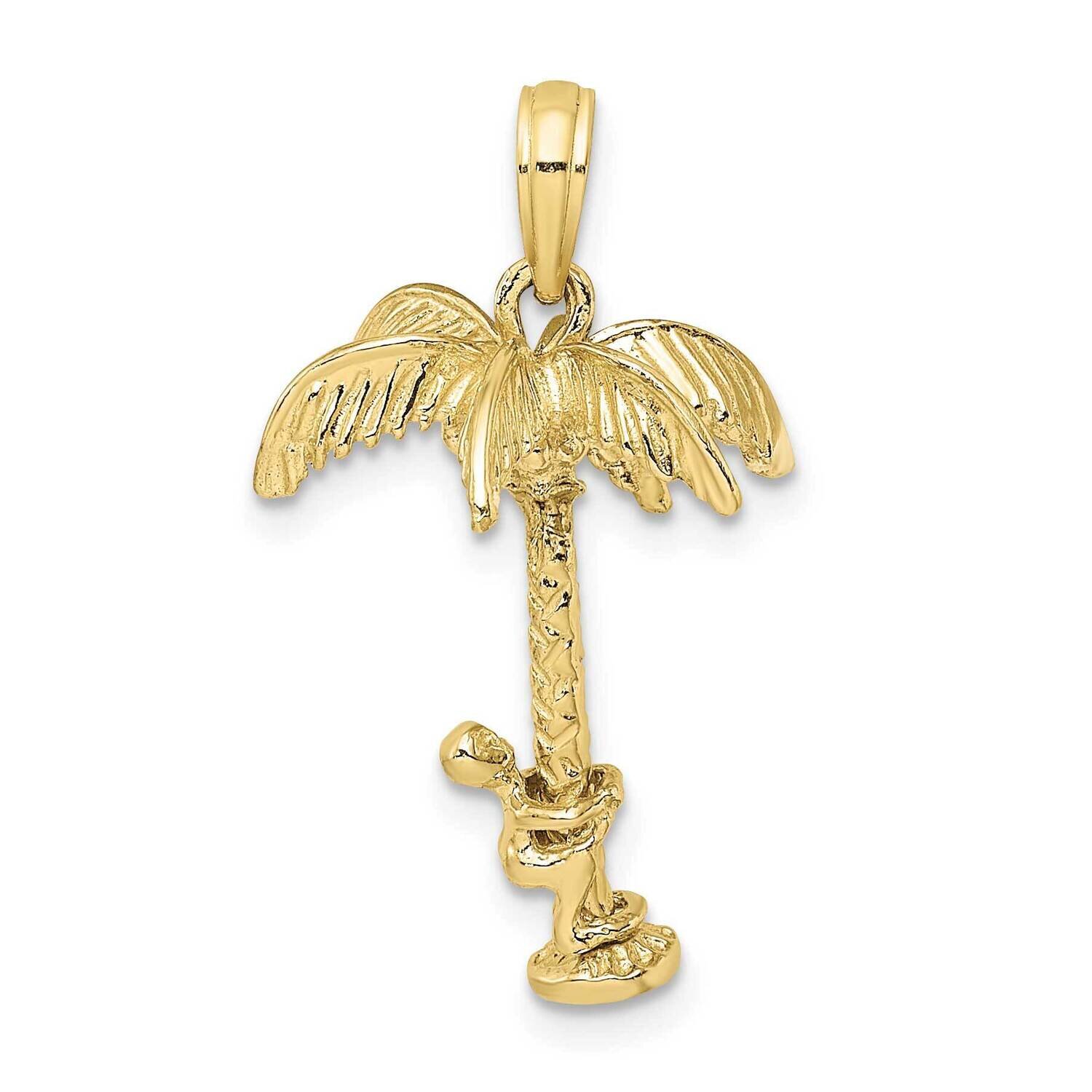 3-D Palm Tree with Moveable Man Charm 10k Gold 10K8146