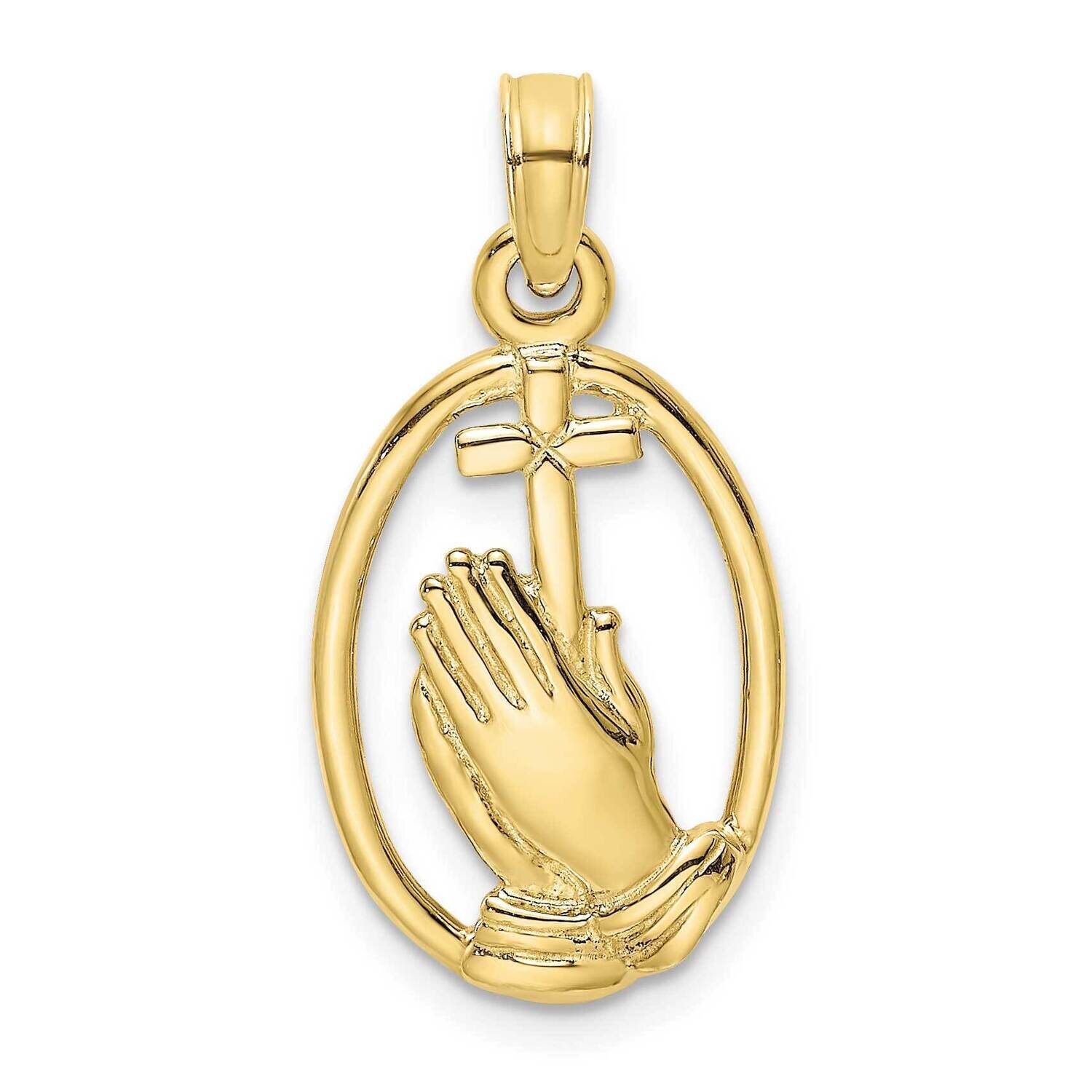 Praying Hands and Cross In Oval Charm 10k Gold 10K8327, MPN: 10K8327,