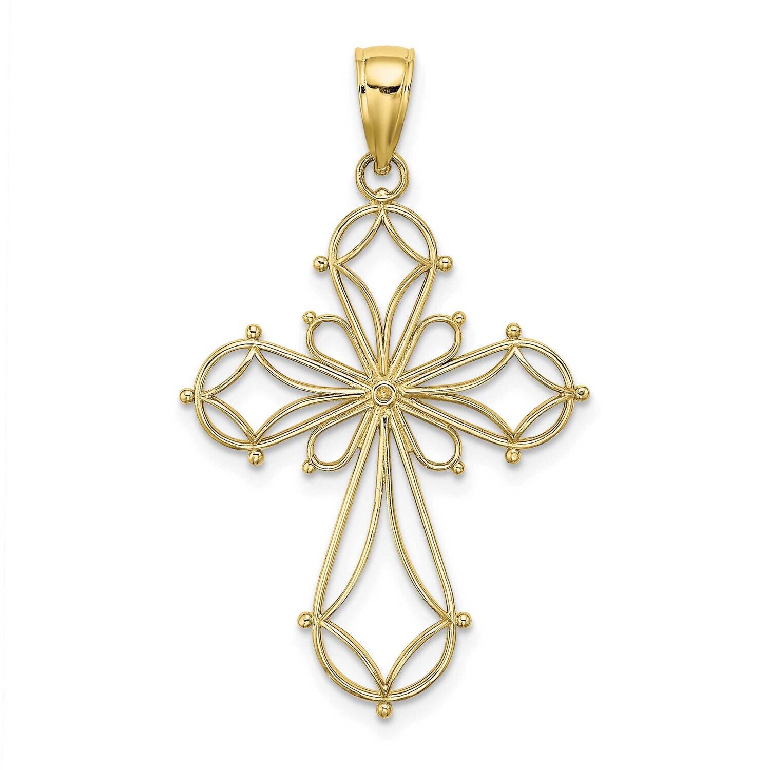 Cut-Out Shapes Fancy Cross Charm 10k Gold 10K8332, MPN: 10K8332,