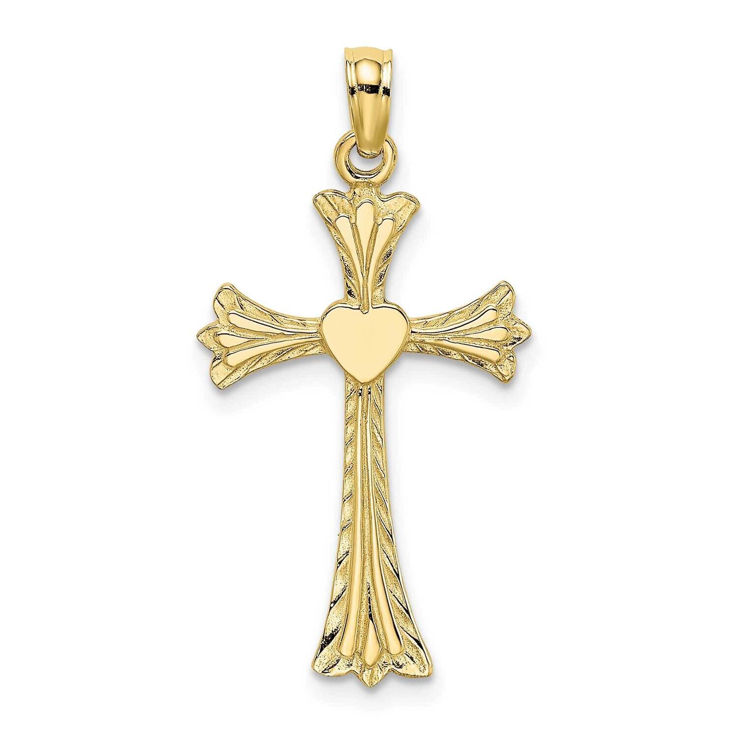 Engraved Cross with Heart Charm 10k Gold Polished 10K8334, MPN: 10K8334,