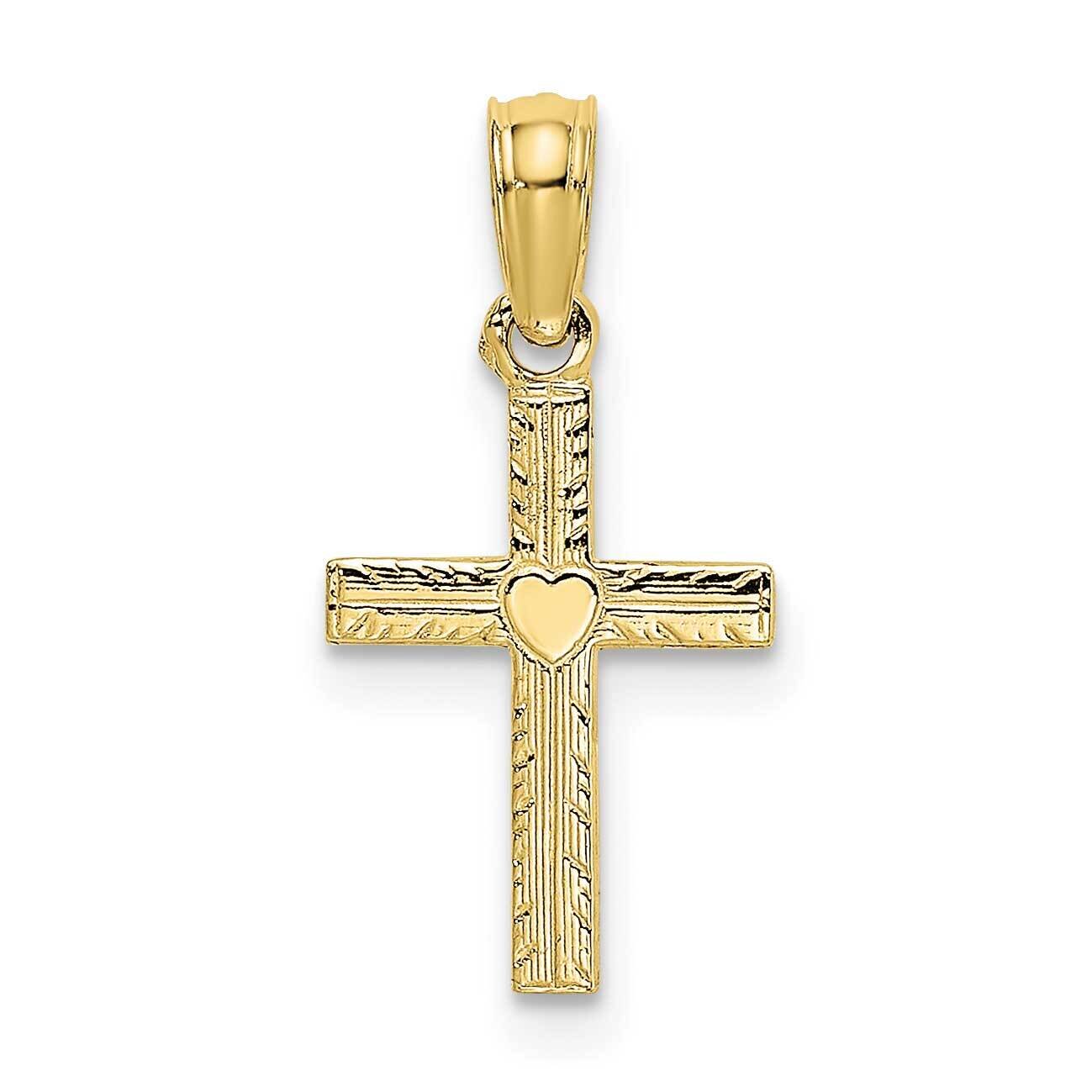 Mini Cross with Heart Charm 10k Gold Polished 10K8367, MPN: 10K8367,