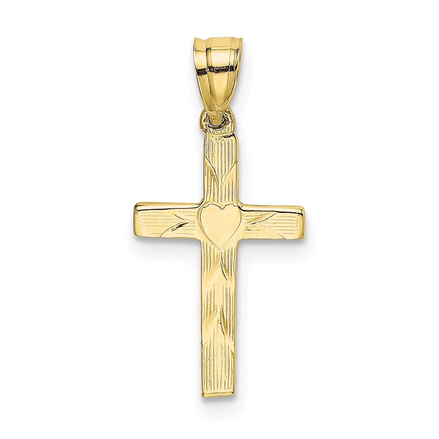 Engraved Cross with Heart Center Charm 10k Gold Polished 10K8374, MPN: 10K8374,