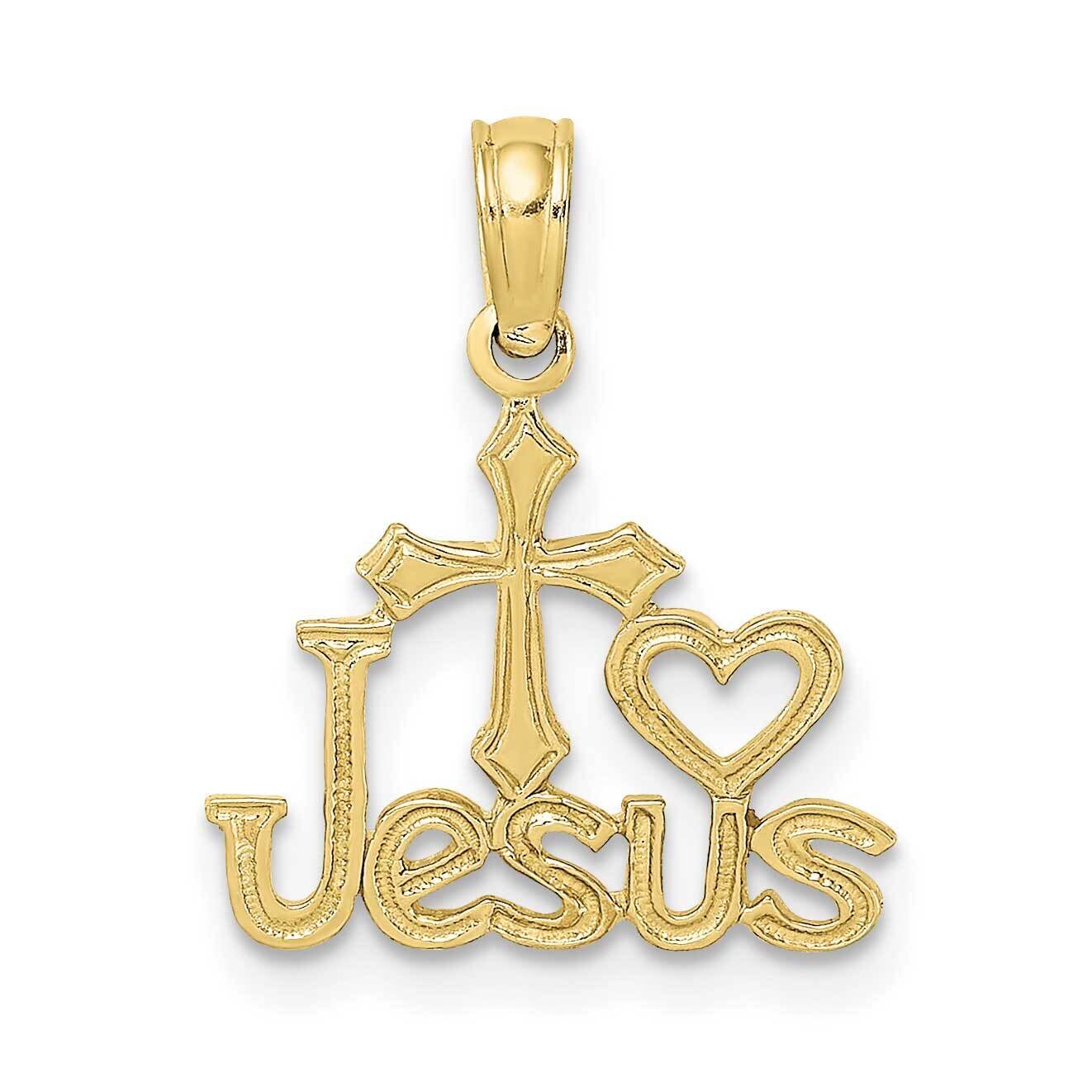 Jesus with Cross and Heart Charm 10k Gold 10K8381