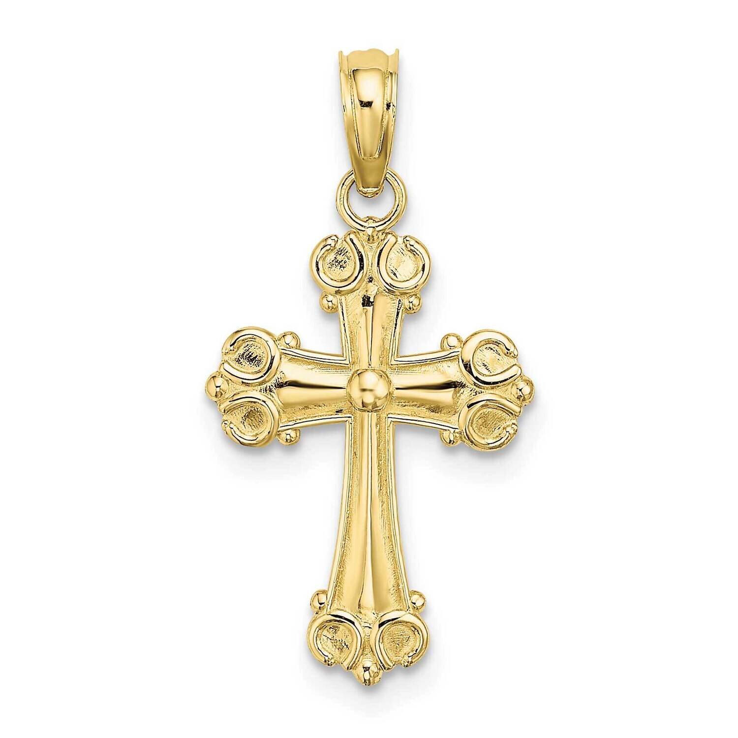 Cross with Scroll Tips and Button Center Charm 10k Gold 10K8416, MPN: 10K8416,