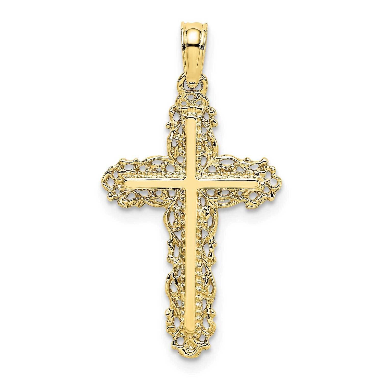 Cross with Filigree Lace Trim Charm 10k Gold 10K8454, MPN: 10K8454,