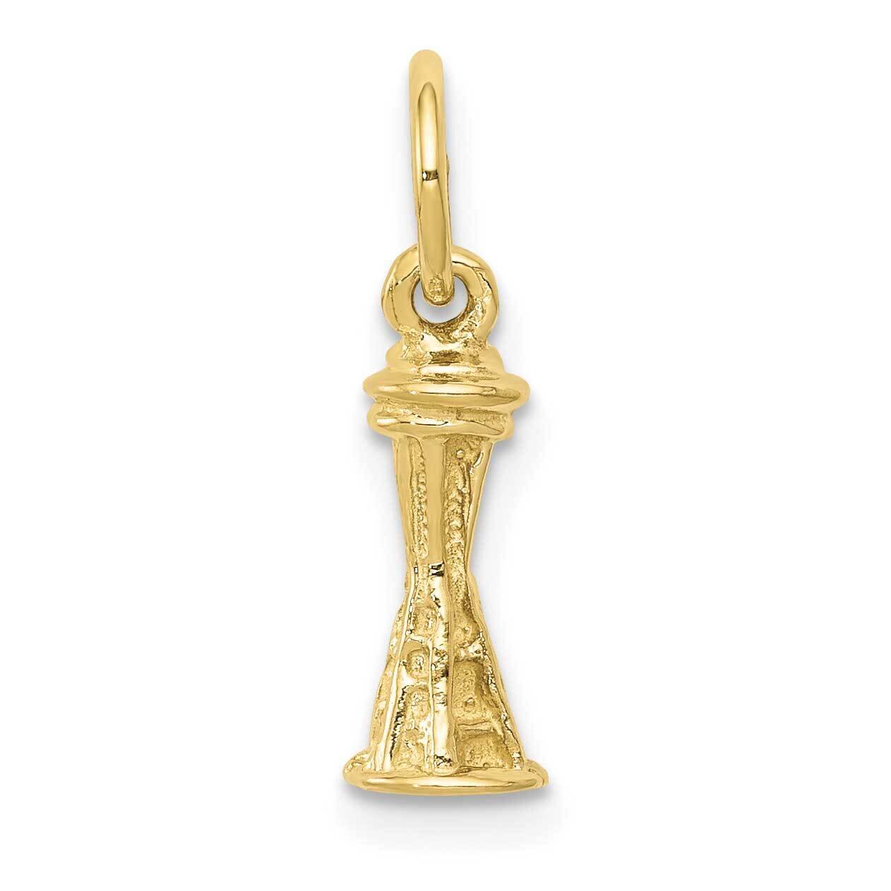 Solid Polished 3-D Seattle Space Needle Charm 10k Gold 10K858