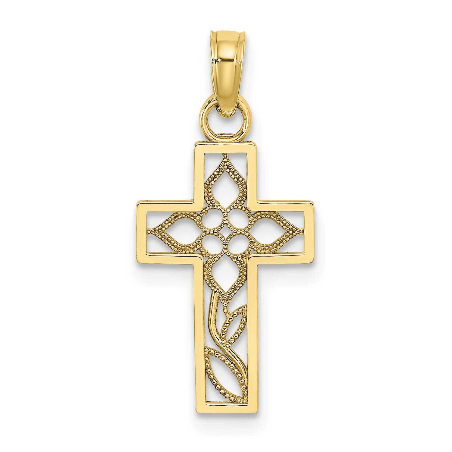 Flower In Cross Charm 10k Gold 10K8599, MPN: 10K8599,