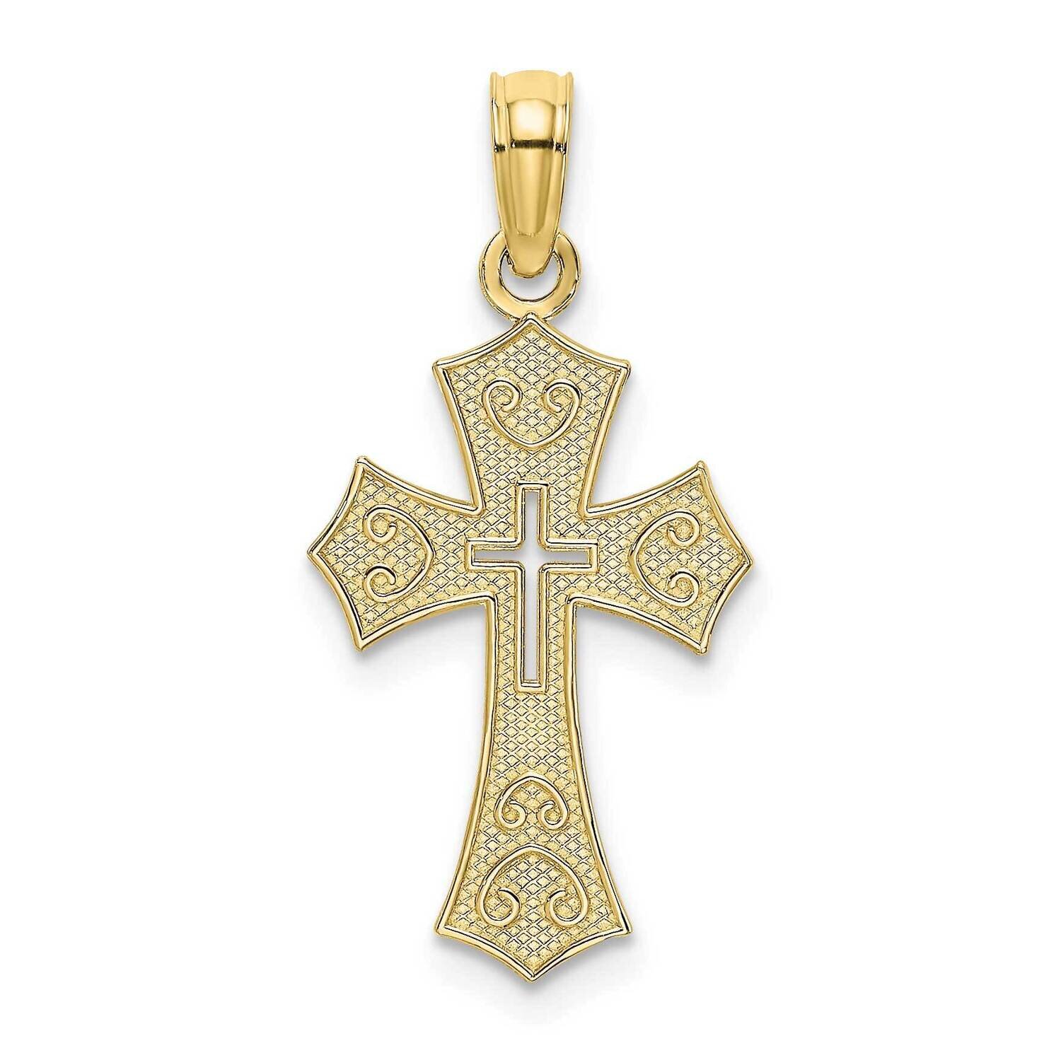 Textured Cut-Out Center Cross Charm 10k Gold 10K8603, MPN: 10K8603,