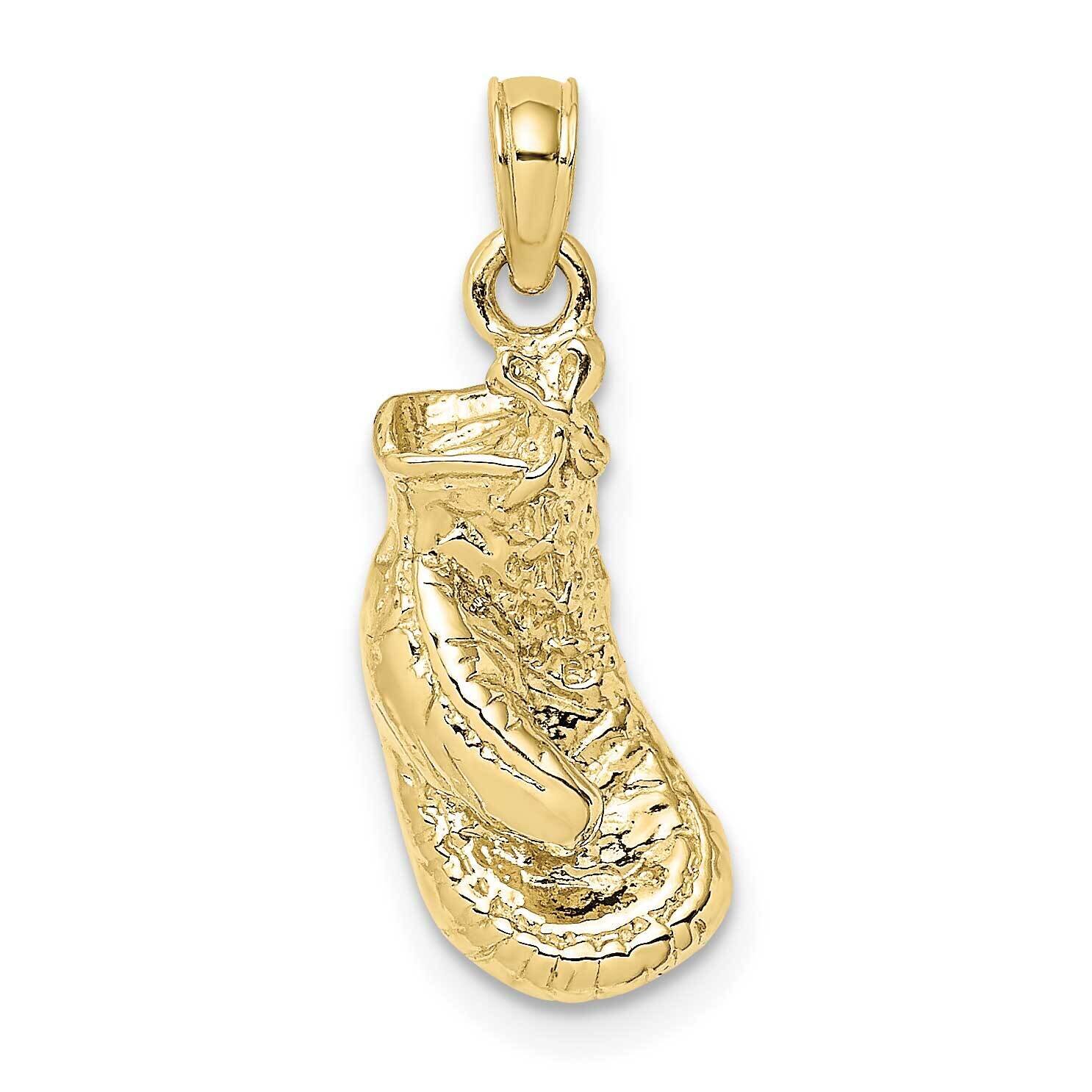 2-D Polished Textured Single Boxing Glove Charm 10k Gold 10K8757