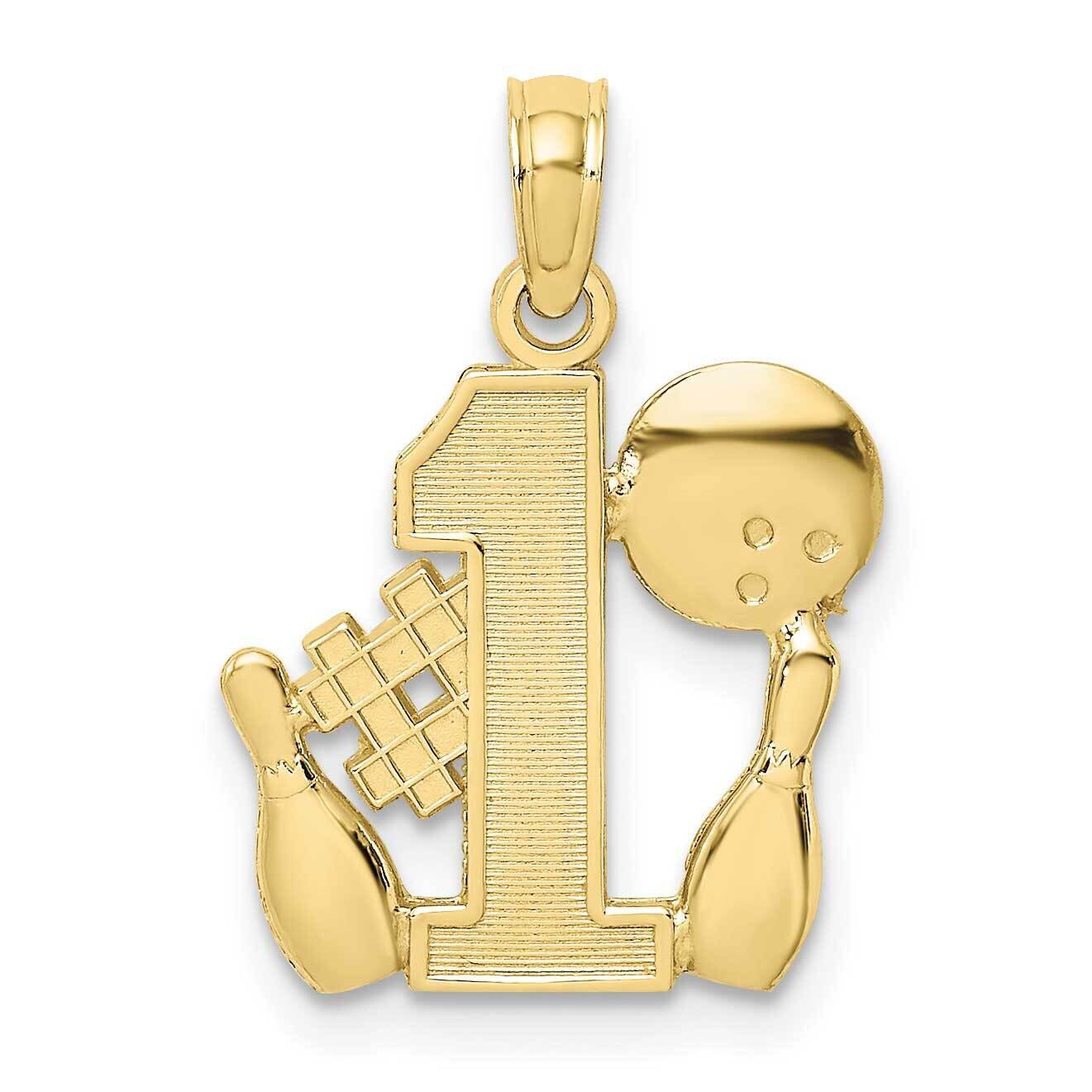 #1 Bowling Ball and Two Pins Charm 10k Gold 10K8778, MPN: 10K8778,