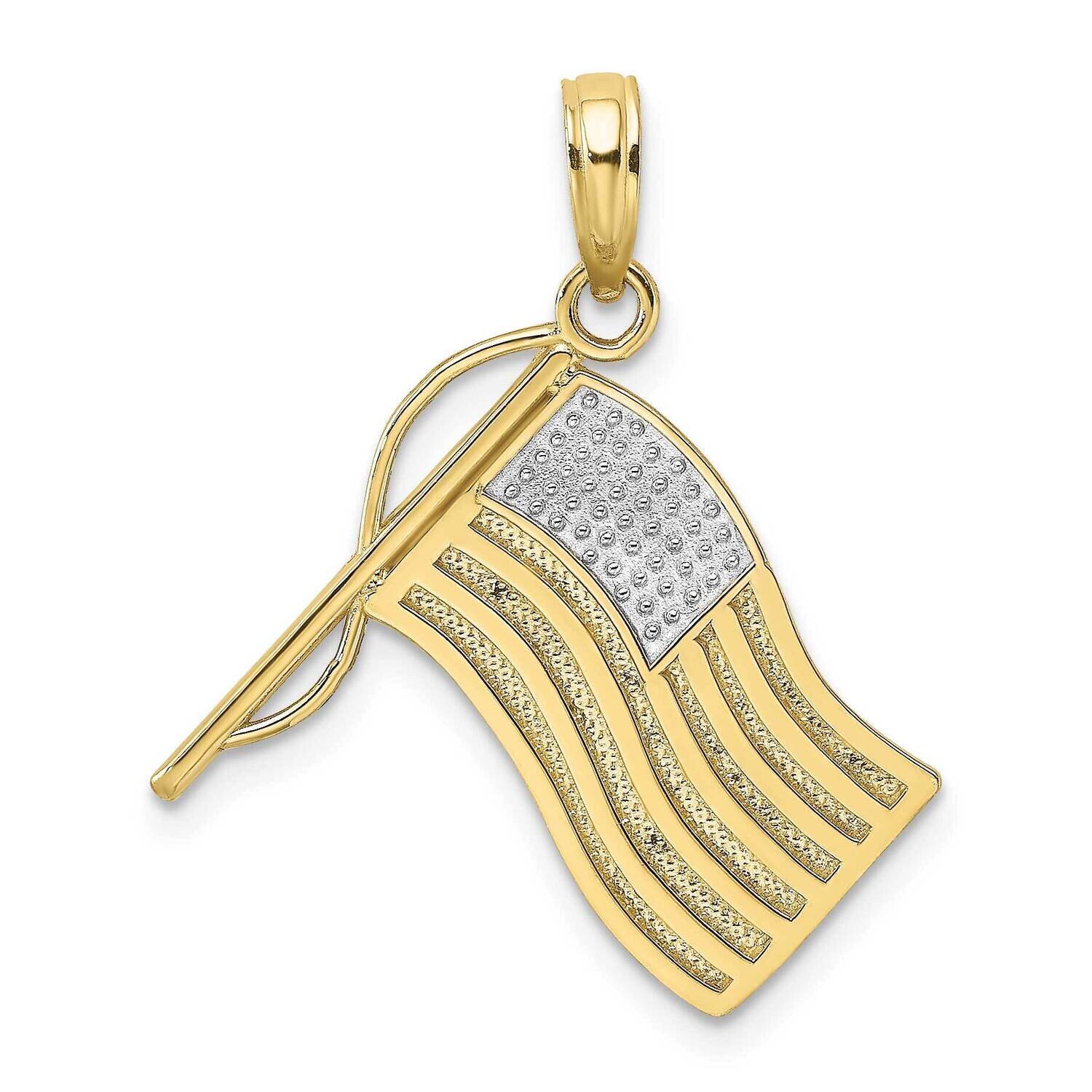 Rhodium American Flag Charm 10k Gold 10K9014