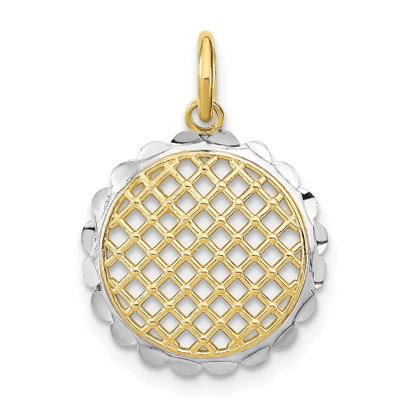 Rhodium Diamond-Cut Sunflower Pendant Charm 10k Gold 10K9035, MPN: 10K9035,