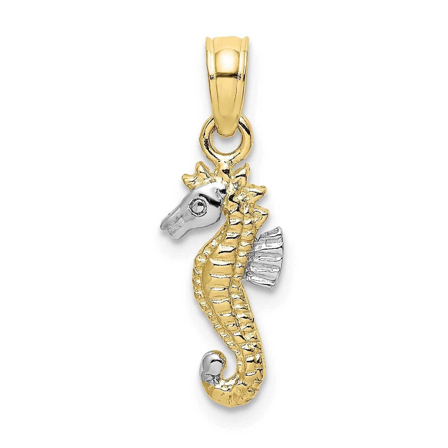 Rhodium 2-D Seahorse Charm 10k Gold 10K9037, MPN: 10K9037,