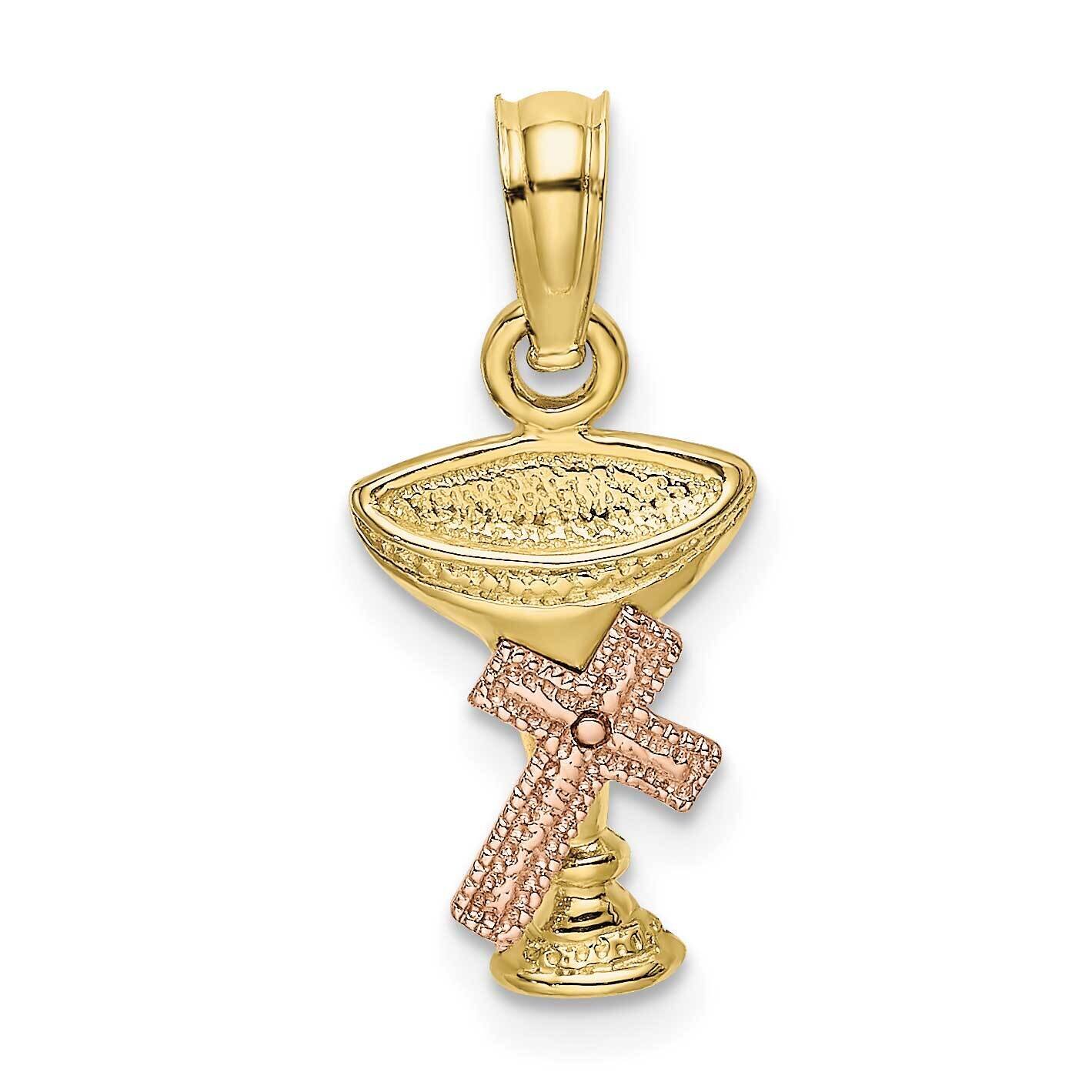 Two-Tone Communion Cup with Cross Charm 10k Gold 10K9064, MPN: 10K9064,