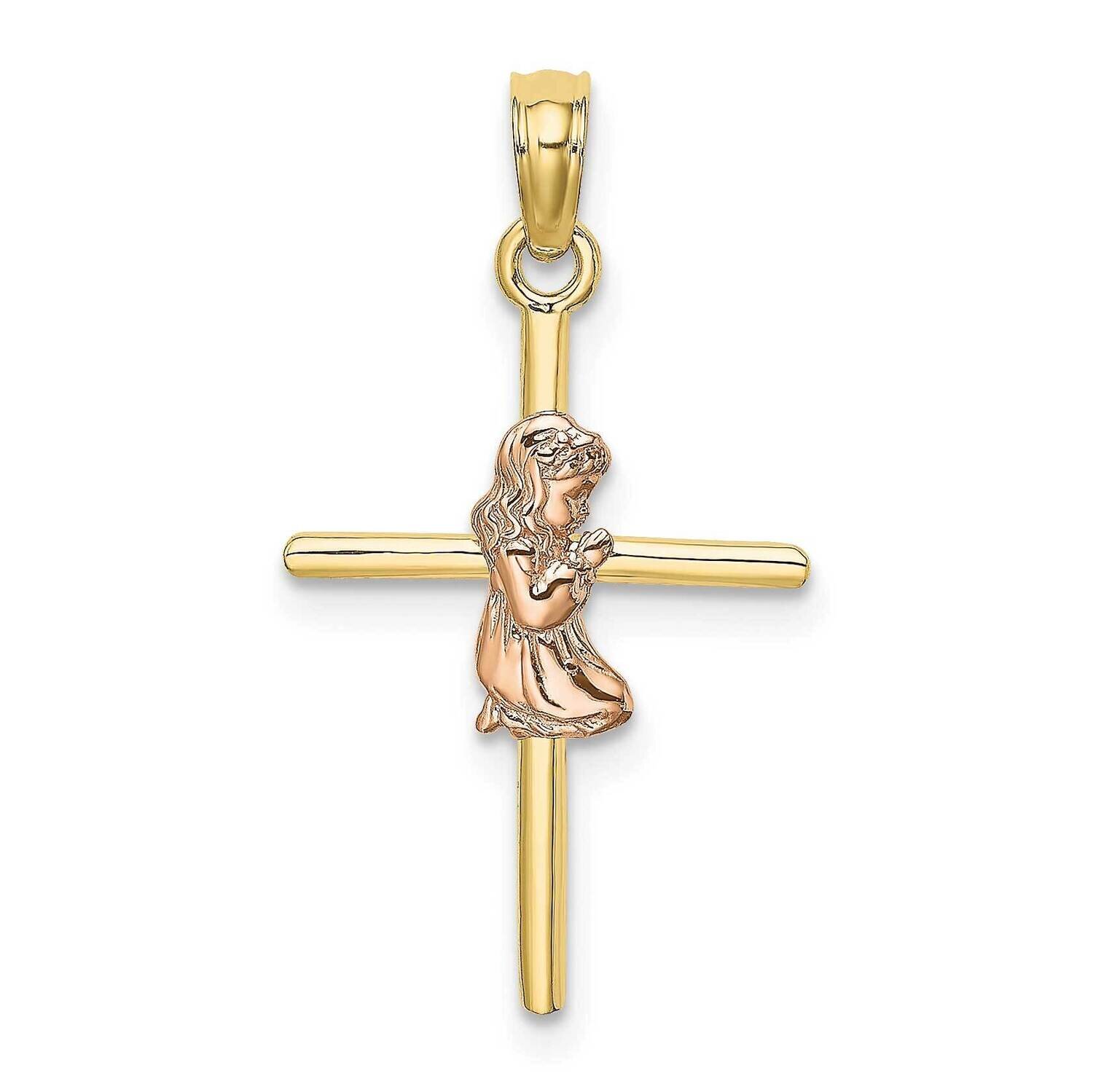 Two-Tone 2-D Girl On Cross Charm 10k Gold 10K9108, MPN: 10K9108,