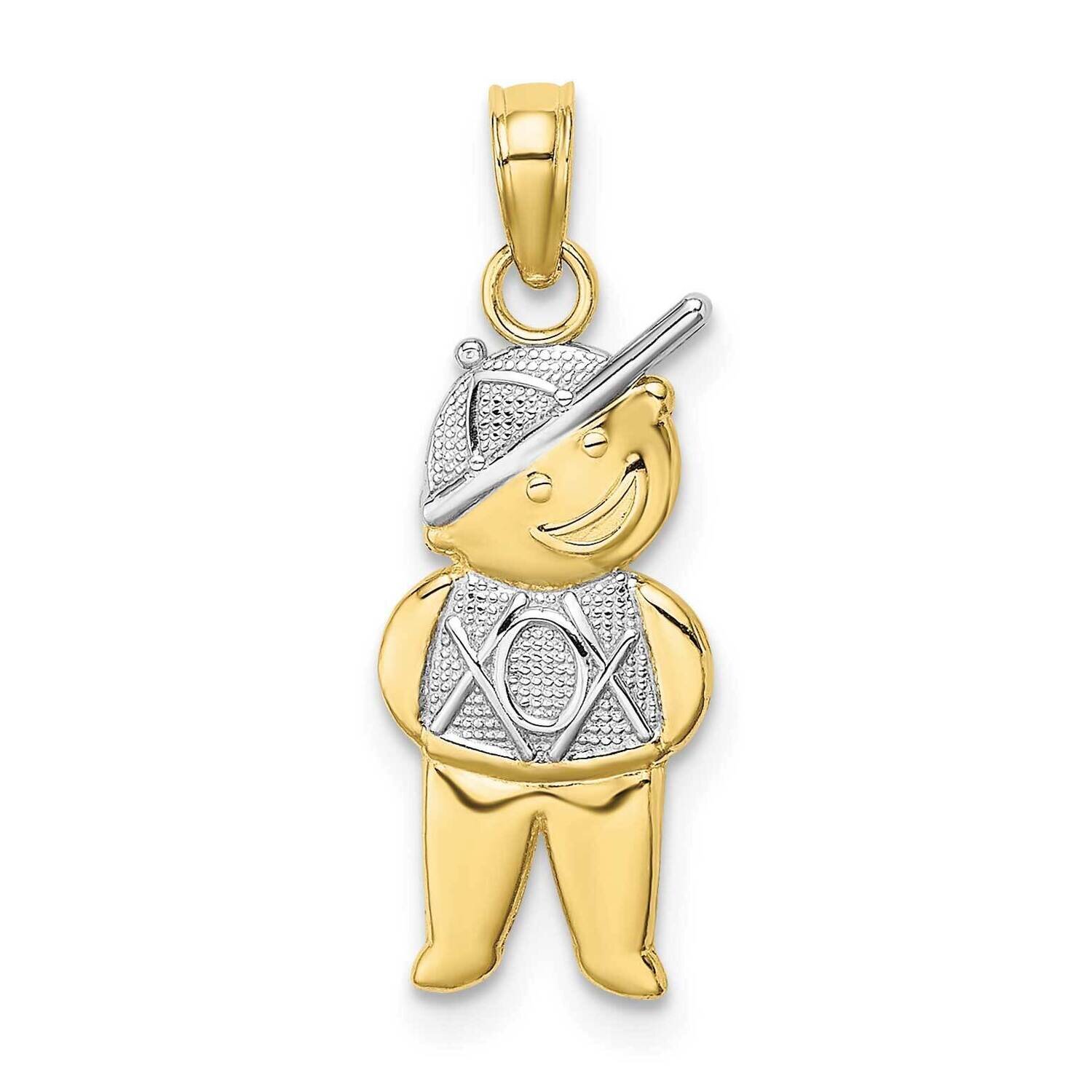 Textured with Rhodium Boy Charm 10k Gold 10K9245, MPN: 10K9245,