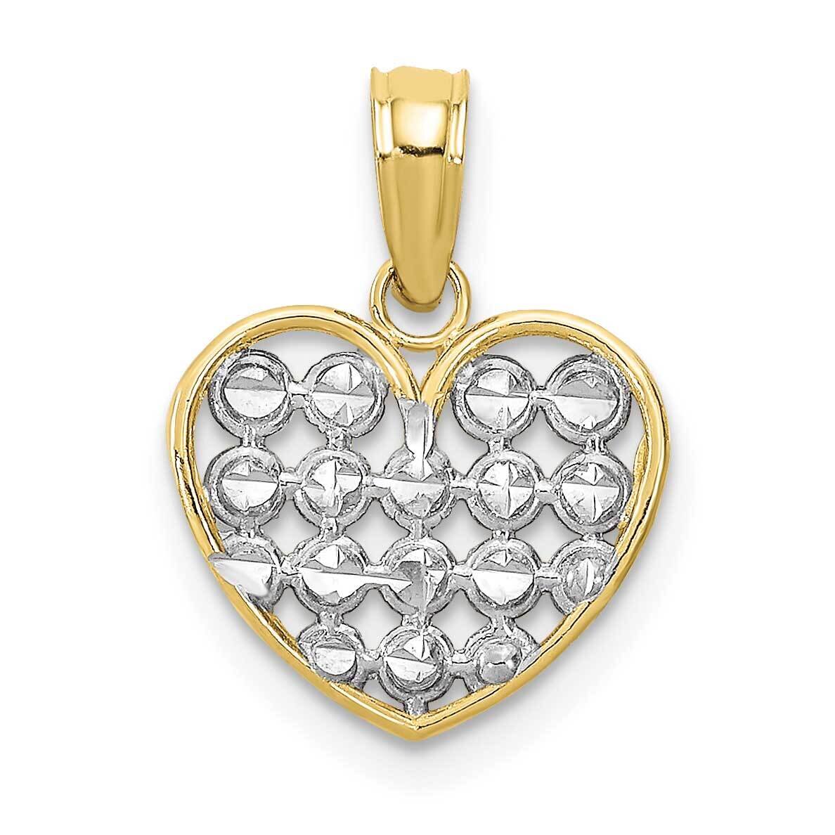 Rhodium Diamond-Cut Heart Charm 10k Gold 10K9311, MPN: 10K9311,