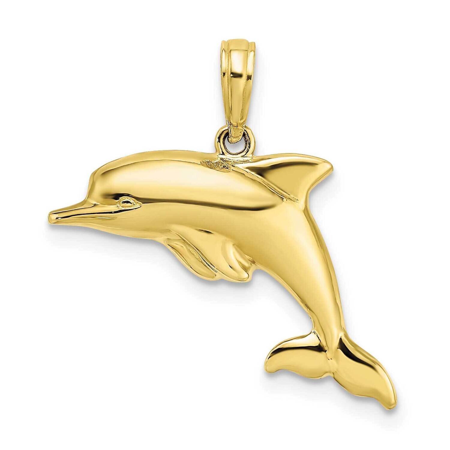 Rhodium 3-D Reversible Puffed Dolphin Charm 10k Gold 10K9322, MPN: 10K9322,
