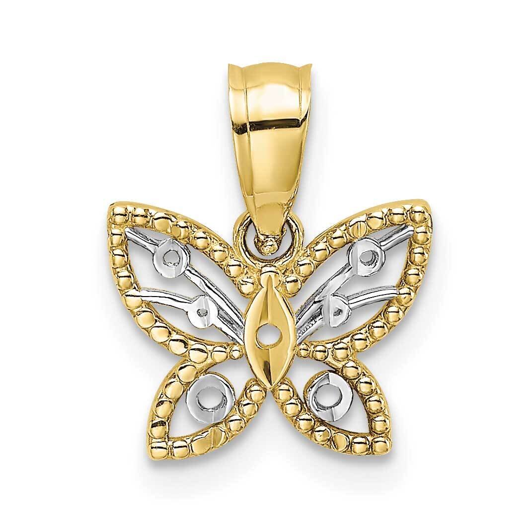 Rhodium Mini Diamond-Cut Butterfly Charm 10k Gold 10K9437, MPN: 10K9437,