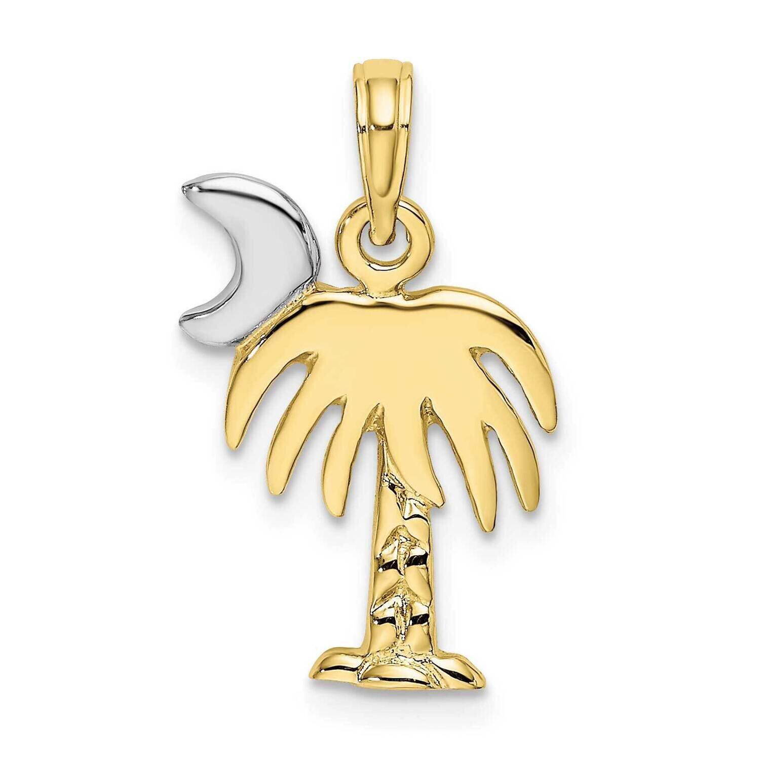 Rhodium Polished Charelston Palm Tree Charm 10k Gold 10K9454, MPN: 10K9454,