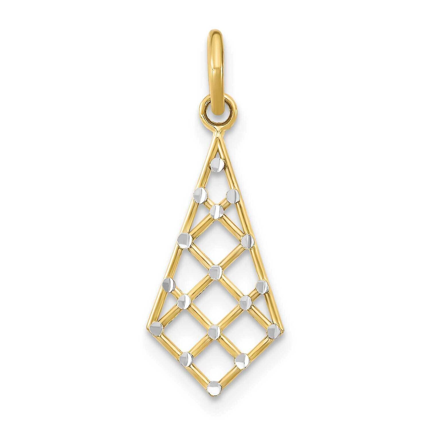 Rhodium Diamond-Cut Small Criss-Cross Charm 10k Gold 10K9515, MPN: 10K9515,