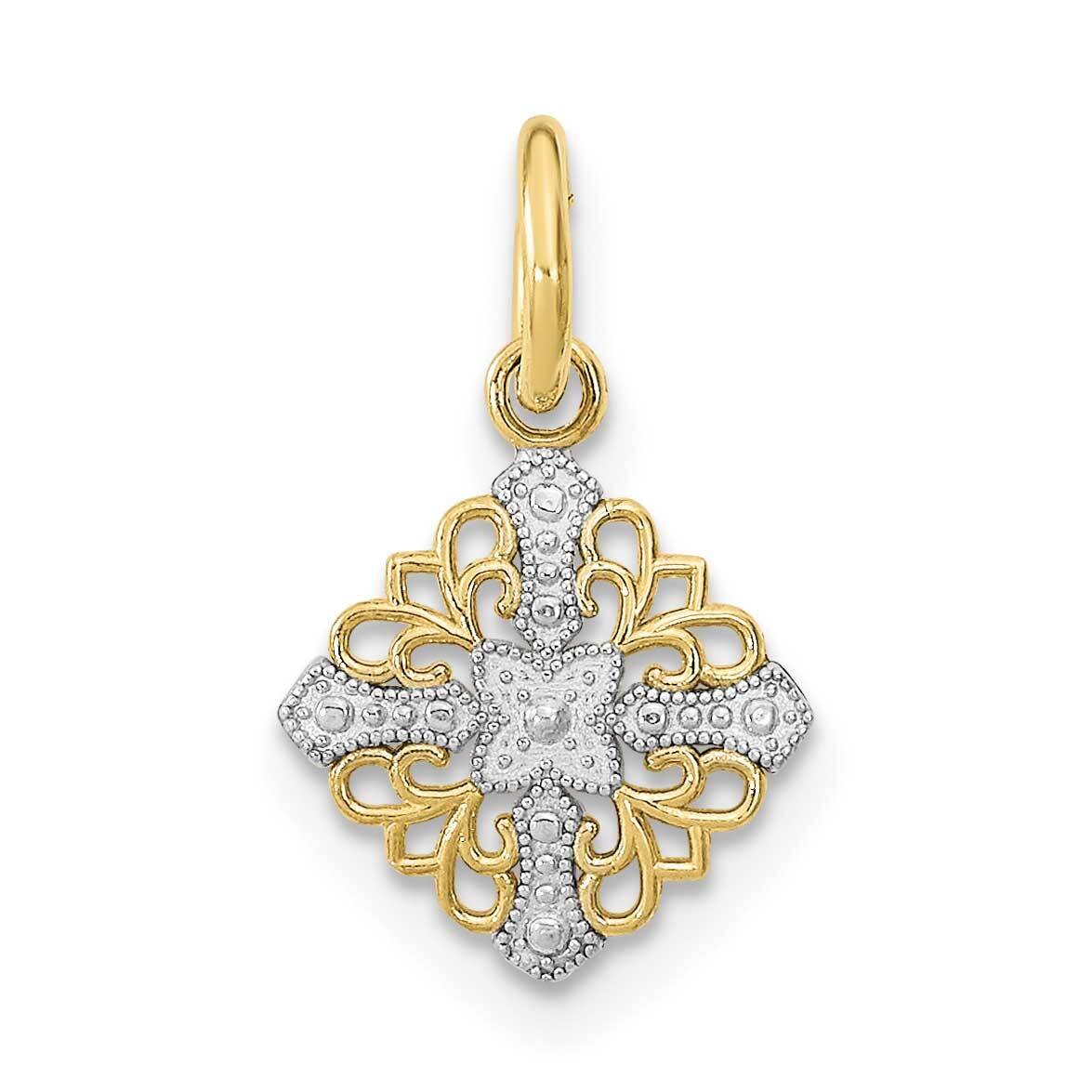 Rhodium Mini Cross Medallion Charm 10k Gold 10K9532, MPN: 10K9532,