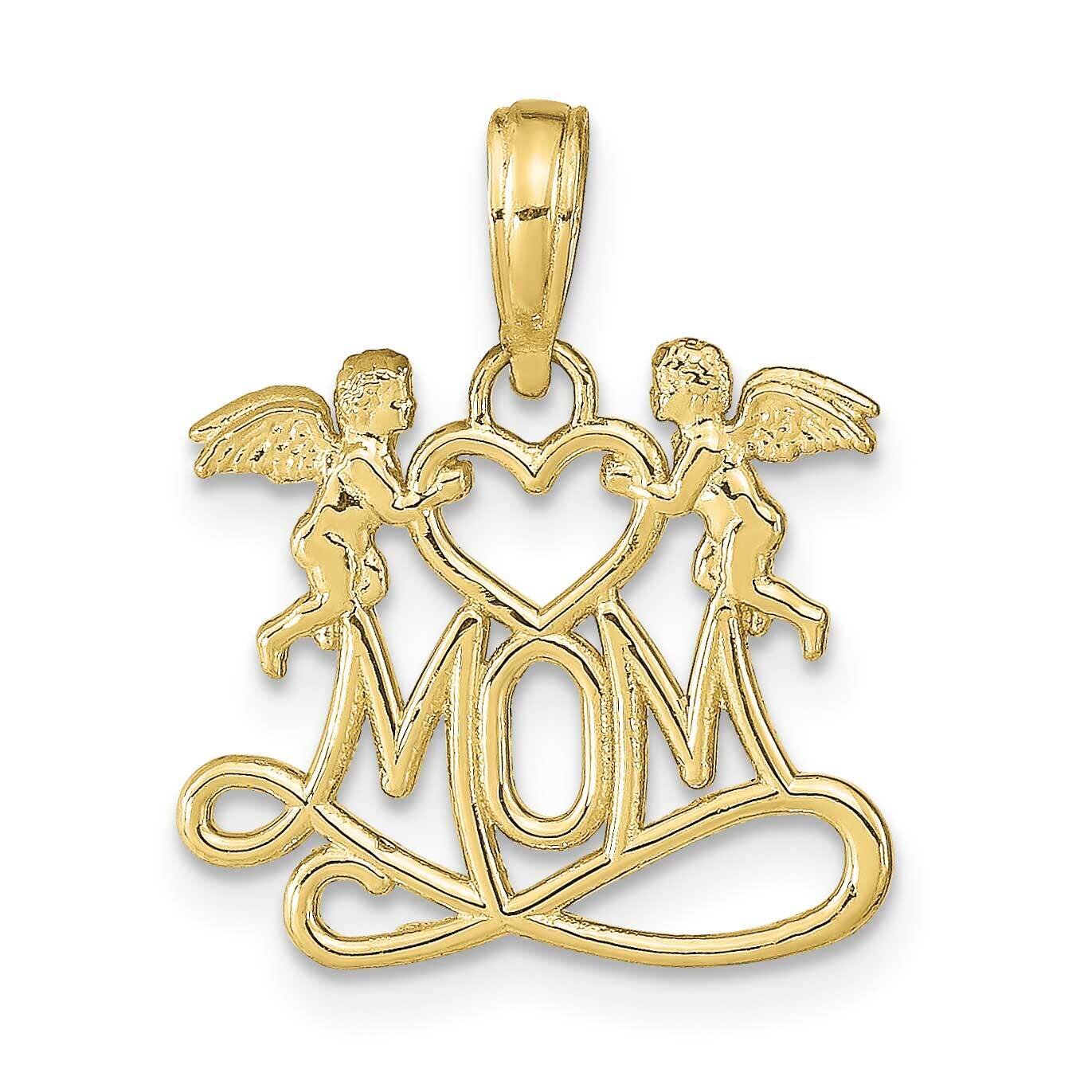 Mom with Heart and Angels Pendant 10k Gold Polished 10K9577, MPN: 10K9577,