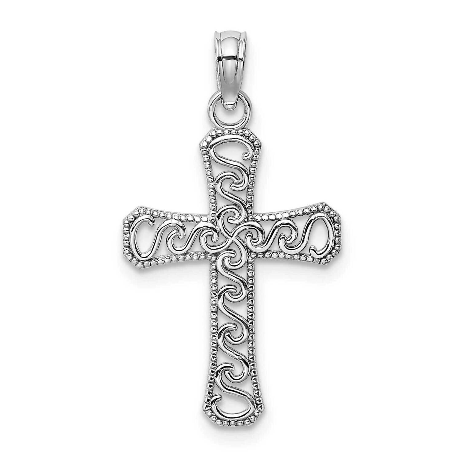 Fancy Cross Pendant 10k White Gold 10K9593W, MPN: 10K9593W,