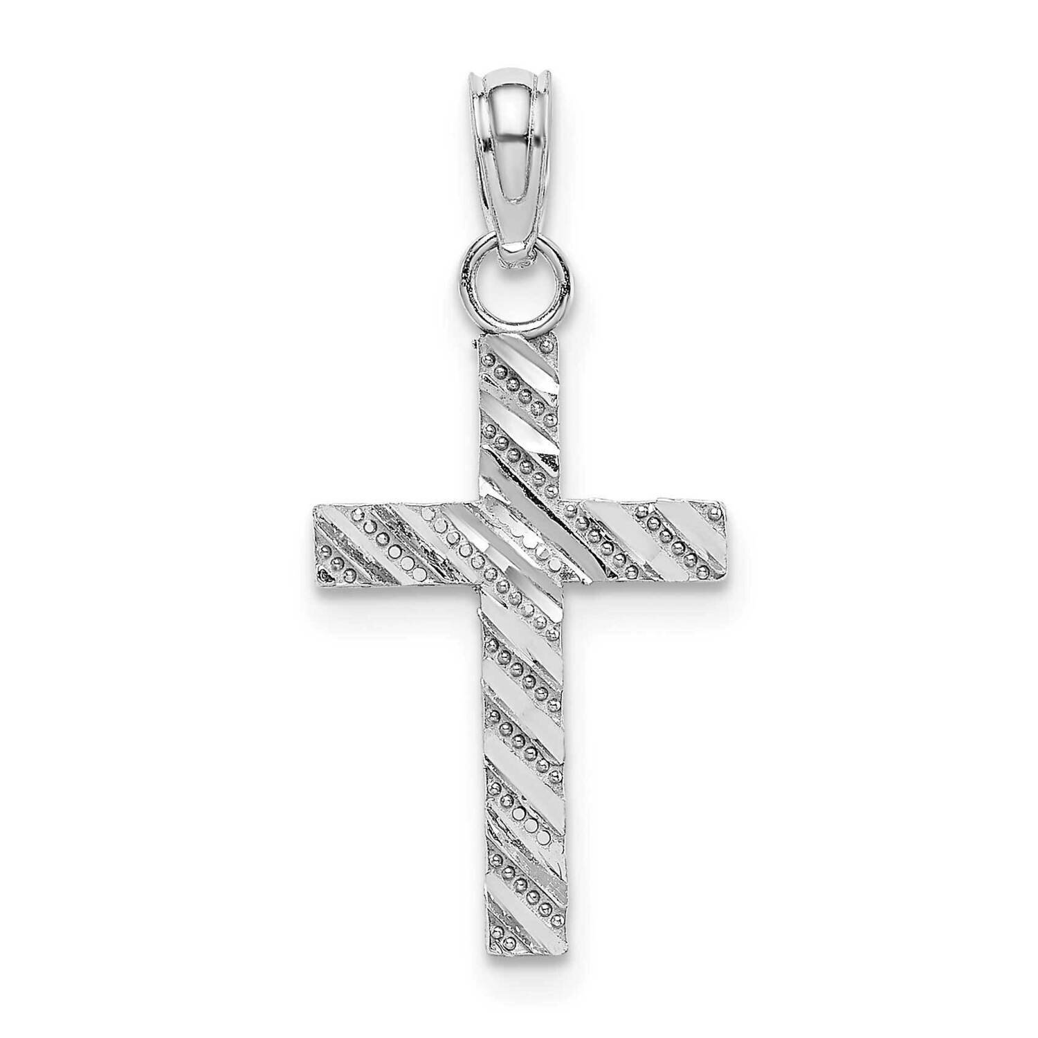 Diamond-Cut Cross Pendant 10k White Gold 10K9640W, MPN: 10K9640W,