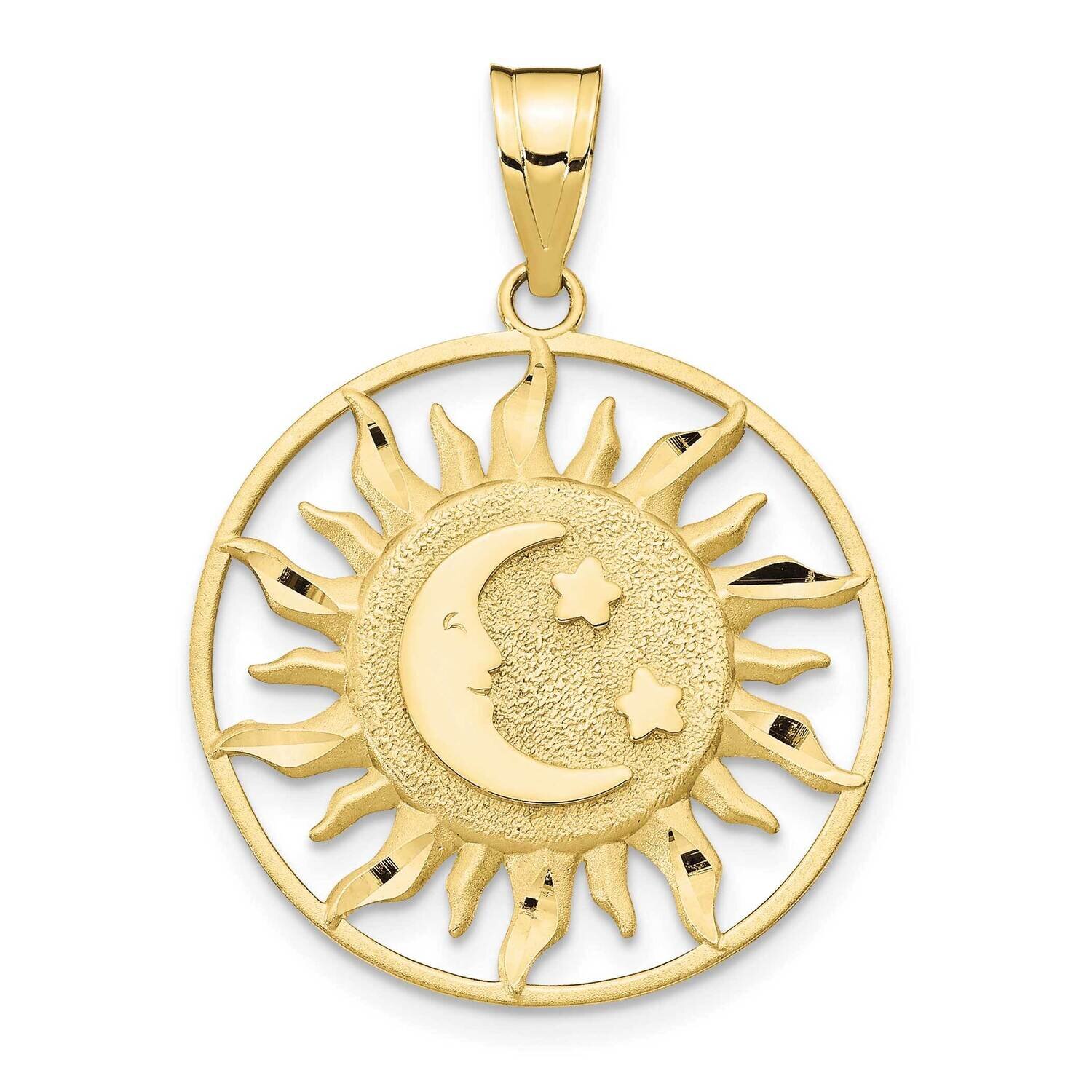 Sun with Moon & Star Charm 10k Gold Polished 10M475