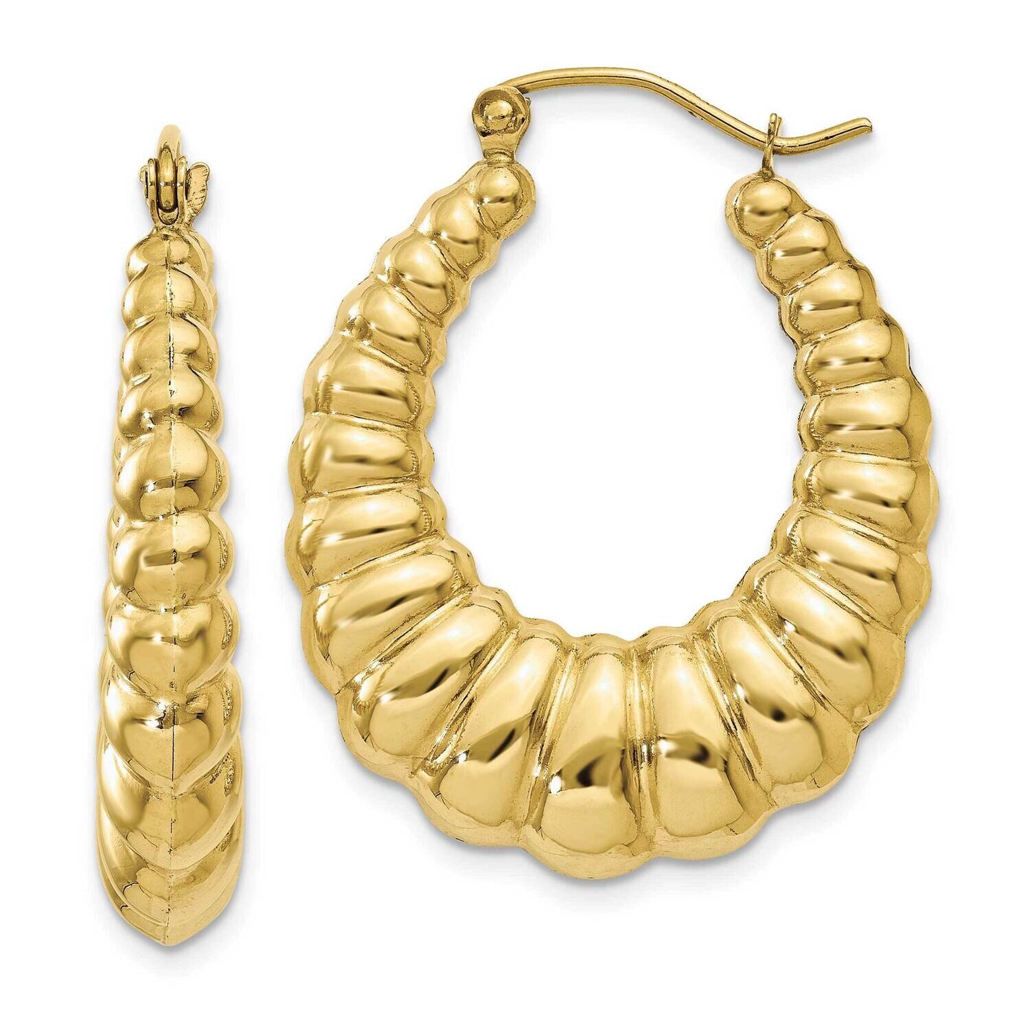 Scalloped Hoop Earrings 10k Gold Polished 10S1502