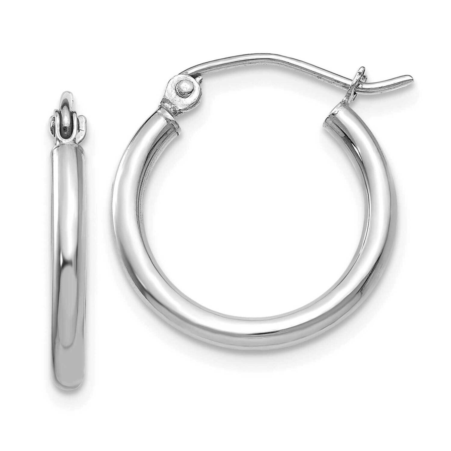 Polished 2mm Lightweight Tube Hoop Earrings 10k White Gold 10T1123L, MPN: 10T1123L, 191101566509